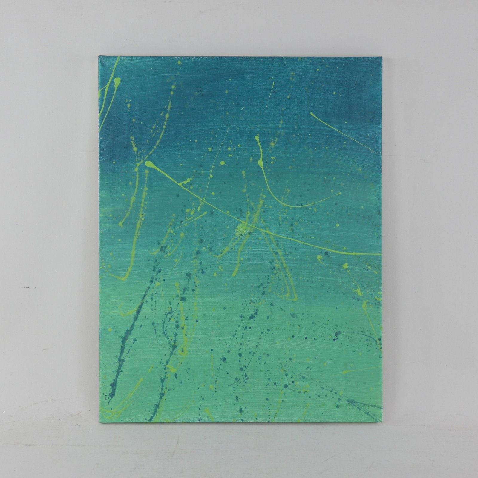 Emerald Tide Contemporary Abstract Splatter Painting - 9