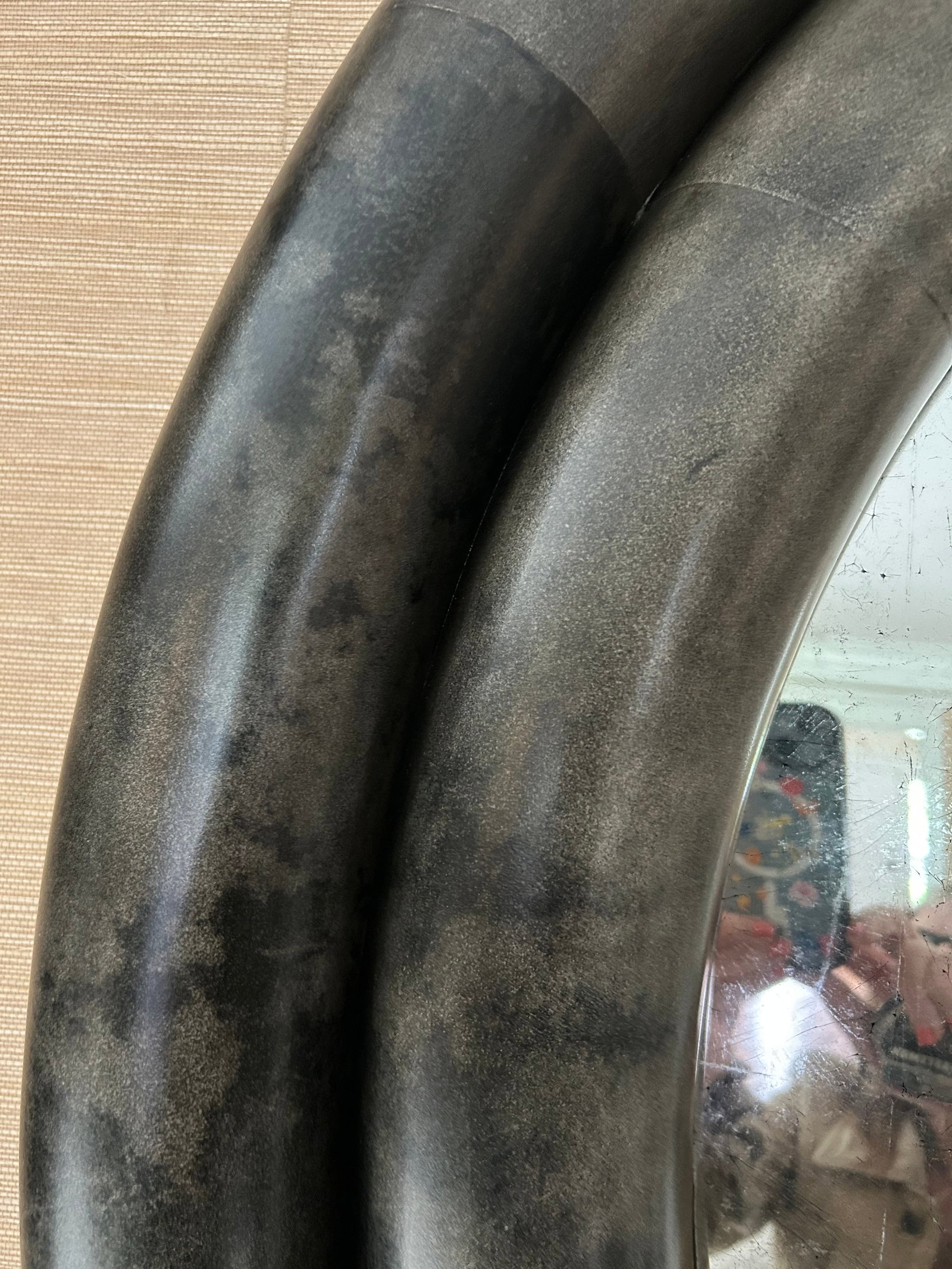 Monumental Dark Grey Chunky Round Mirror by Julian Chichester - 10