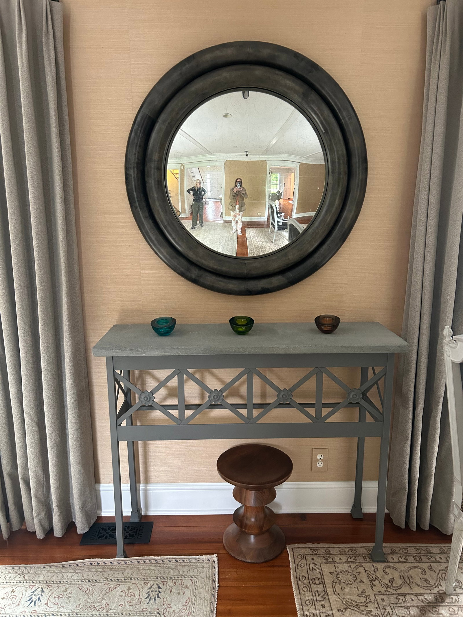 Monumental Dark Grey Chunky Round Mirror by Julian Chichester - 2