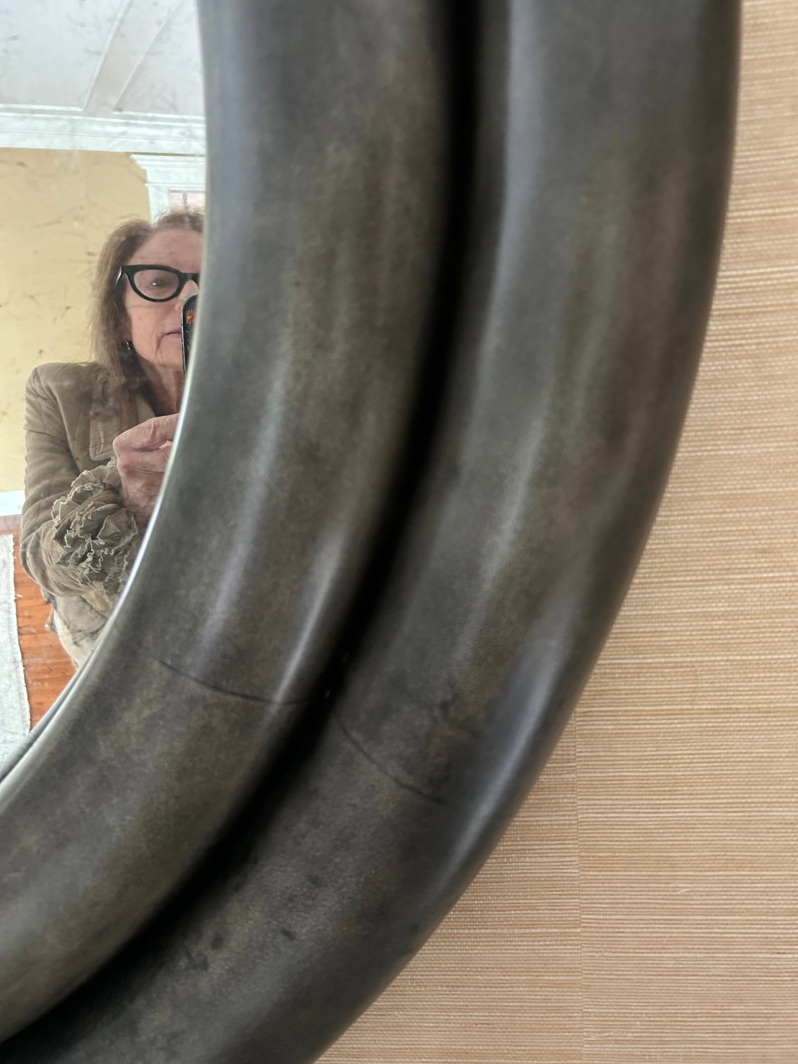 Monumental Dark Grey Chunky Round Mirror by Julian Chichester - 3