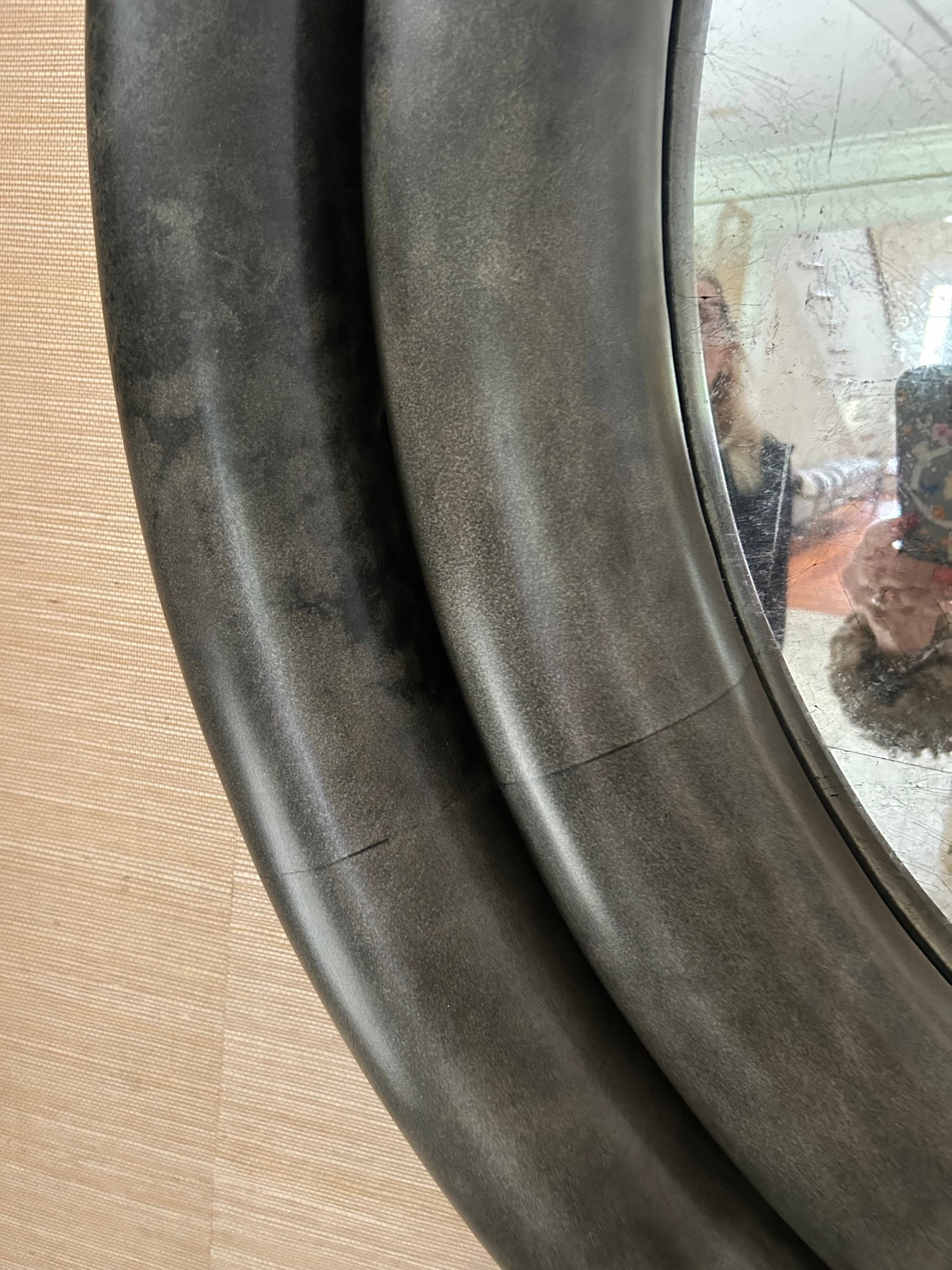 Monumental Dark Grey Chunky Round Mirror by Julian Chichester - 5