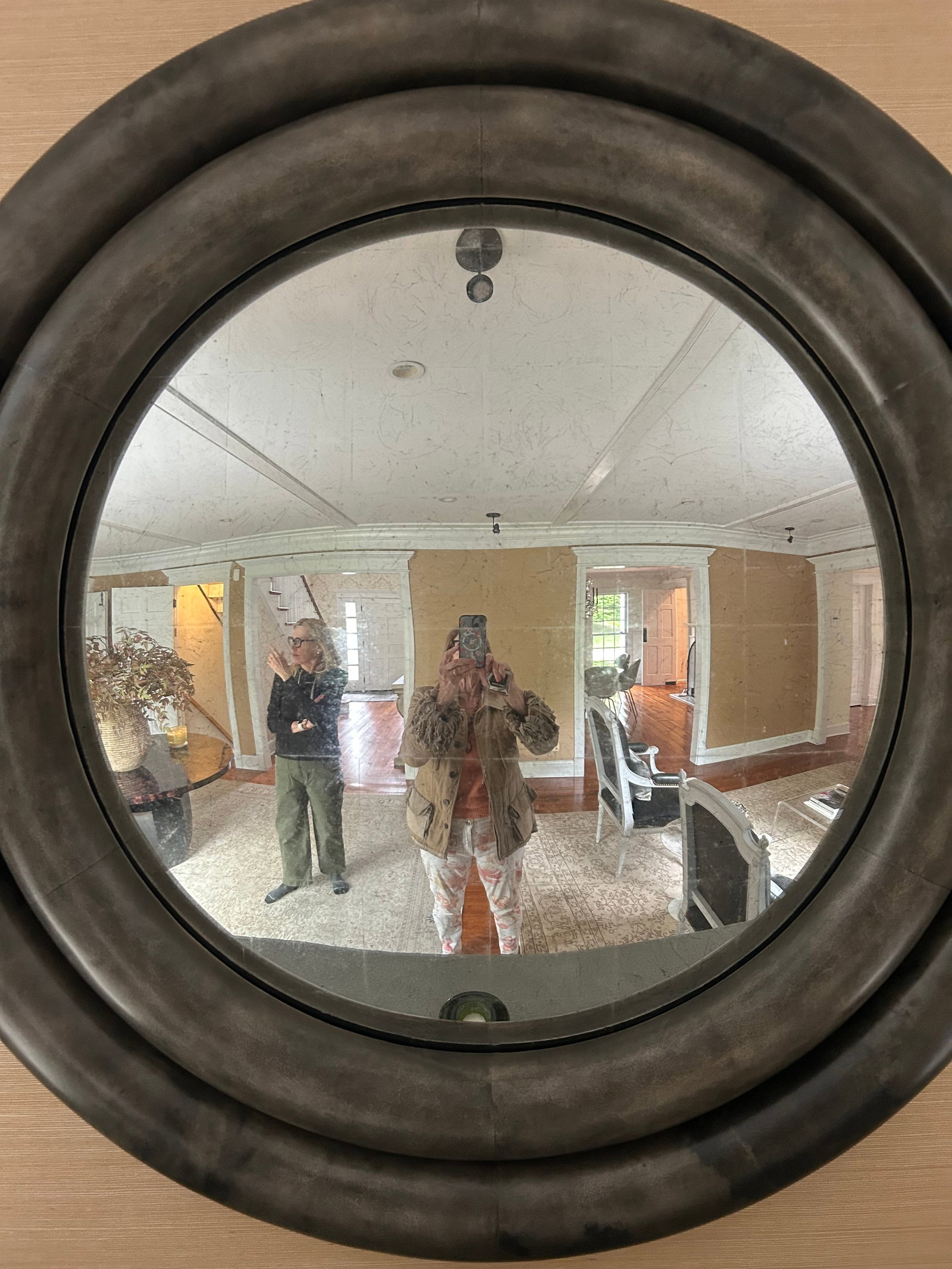 Monumental Dark Grey Chunky Round Mirror by Julian Chichester - 7