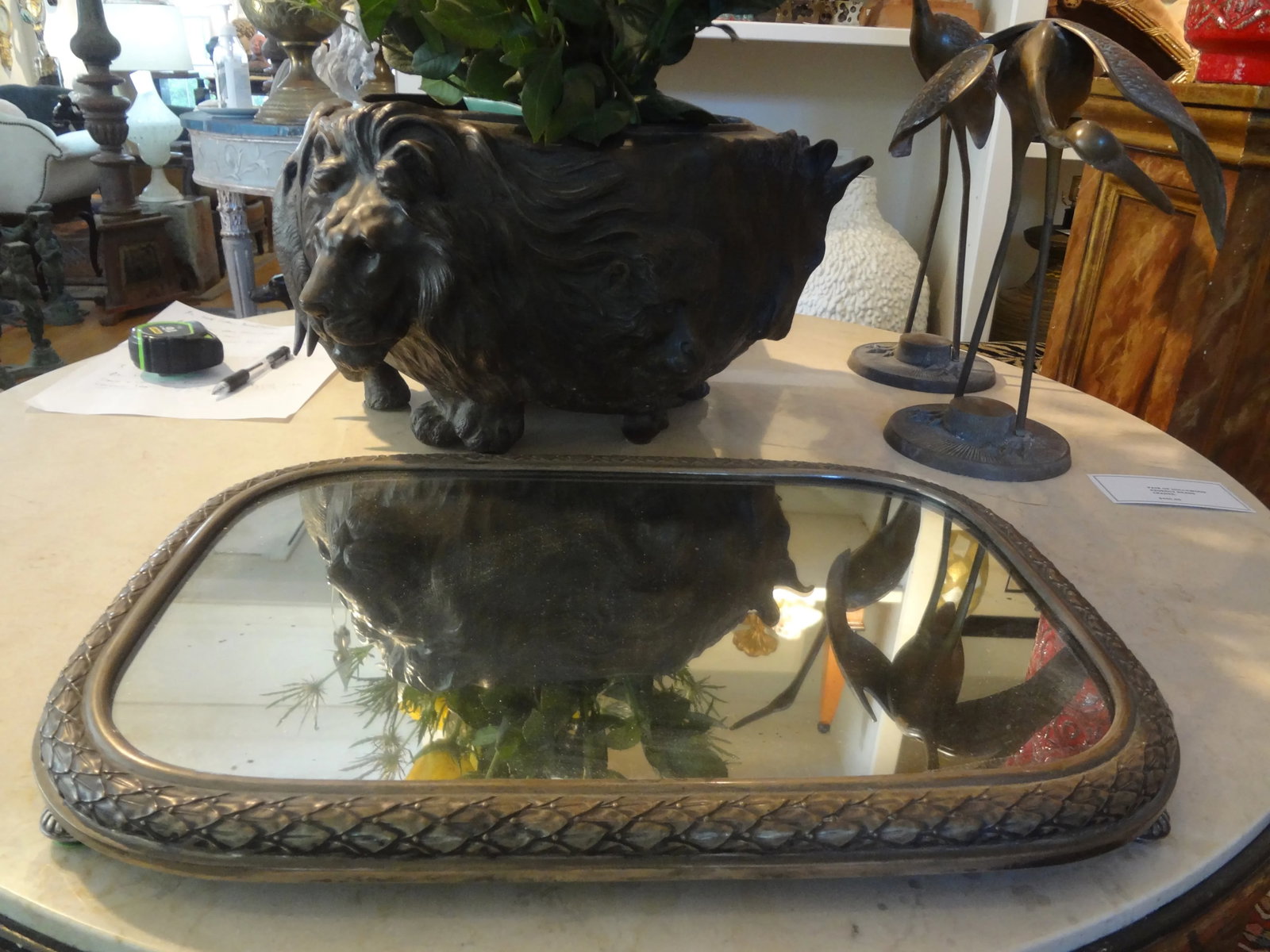 Antique French Silverplate Mirrored Plateau or Tray - 10