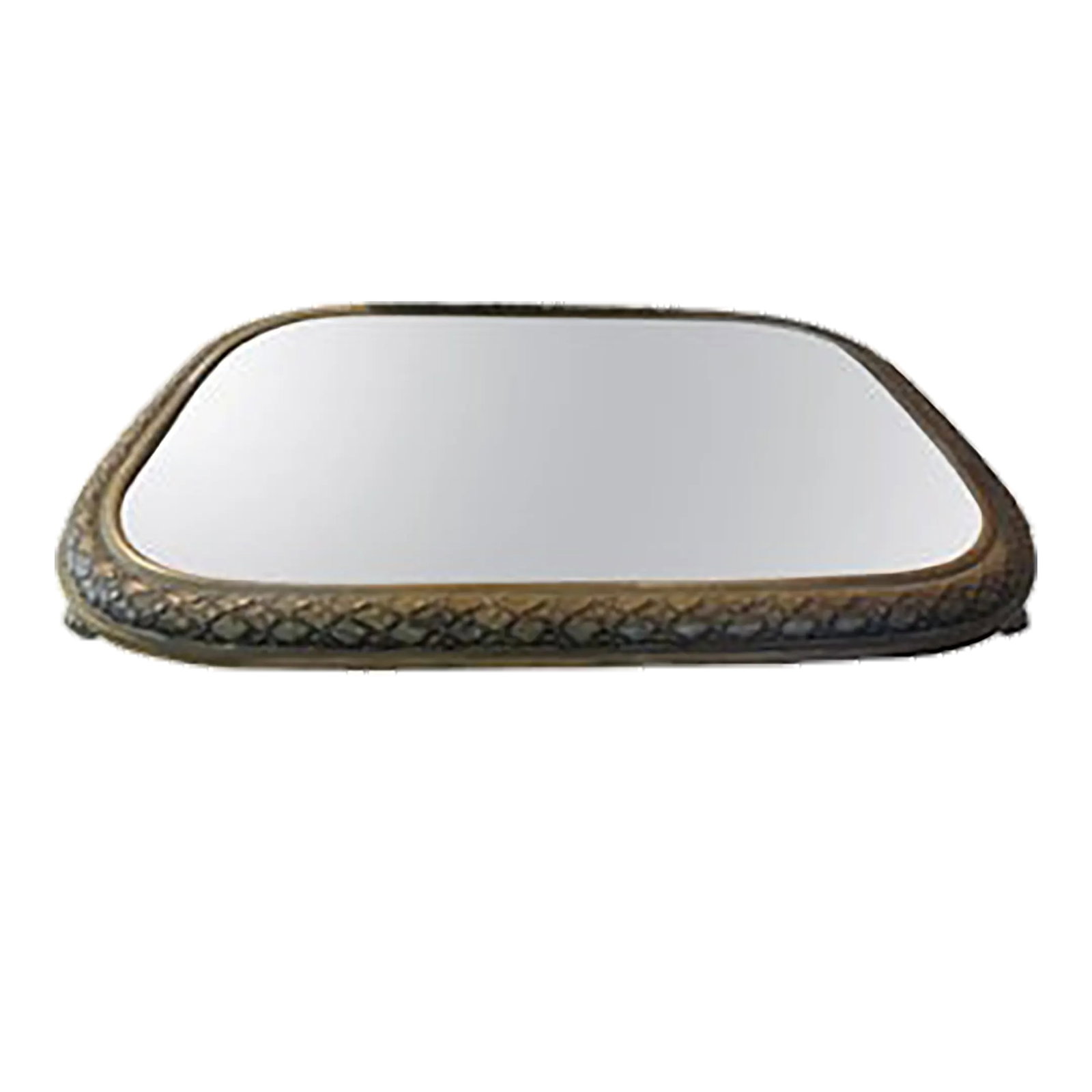 Antique French Silverplate Mirrored Plateau or Tray: Antique French silverplate mirrored plateau or tray. This stunning French Louis XVI style silver plate tray would look great on a cocktail table showcasing a prized possession or for use in a ladies