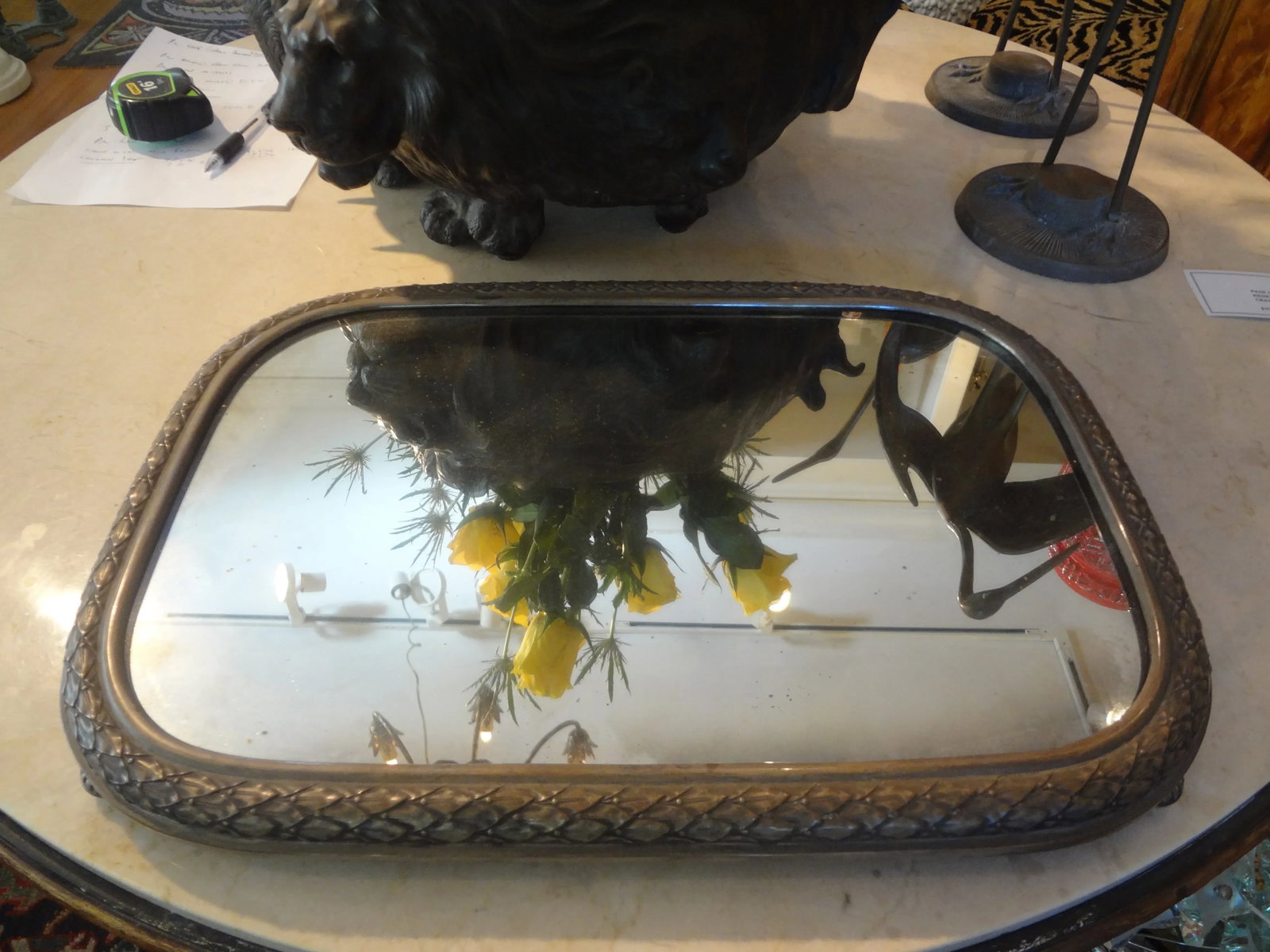 Antique French Silverplate Mirrored Plateau or Tray - 3