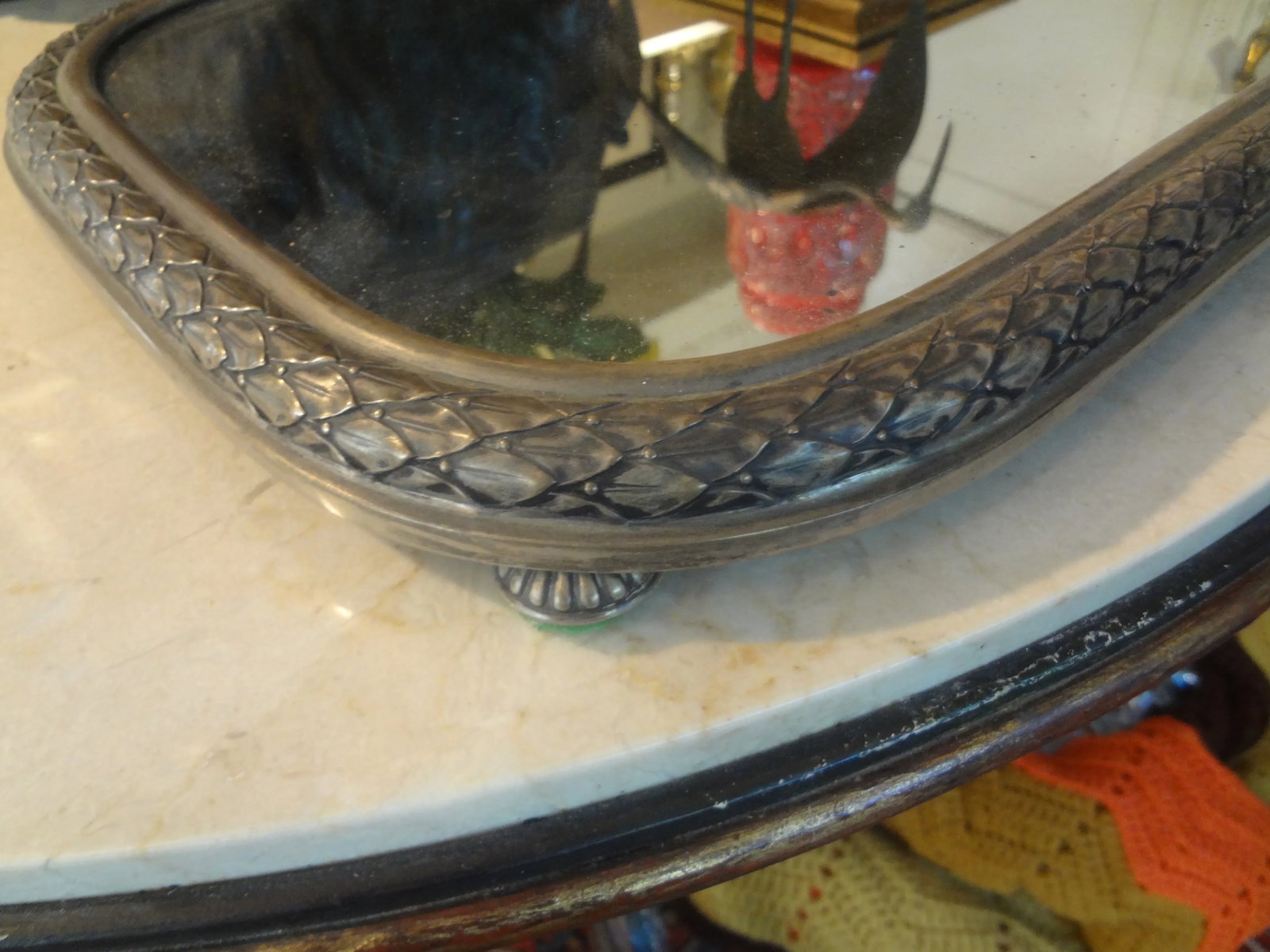 Antique French Silverplate Mirrored Plateau or Tray - 4