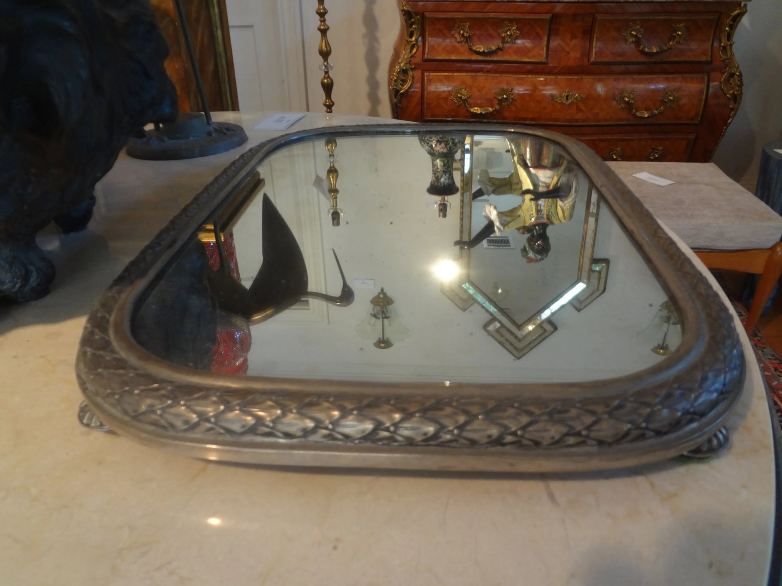 Antique French Silverplate Mirrored Plateau or Tray - 5