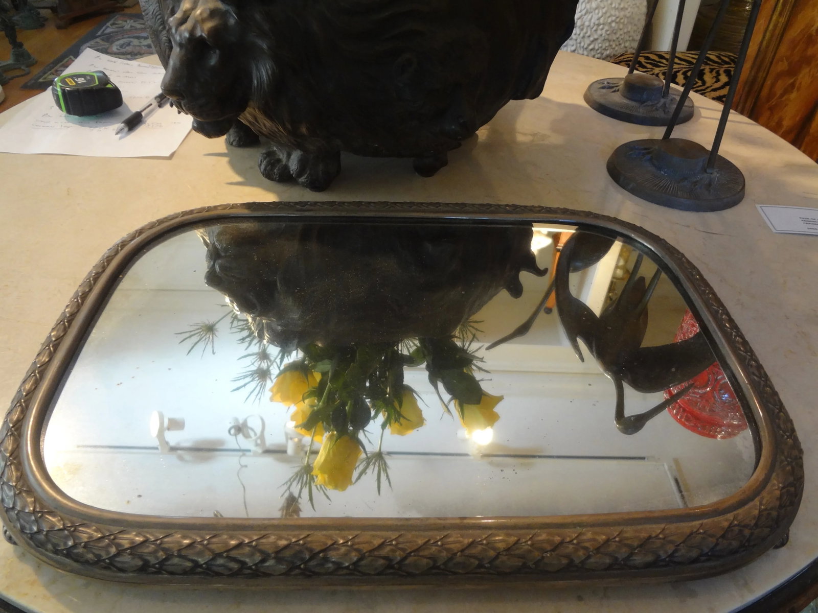 Antique French Silverplate Mirrored Plateau or Tray - 7