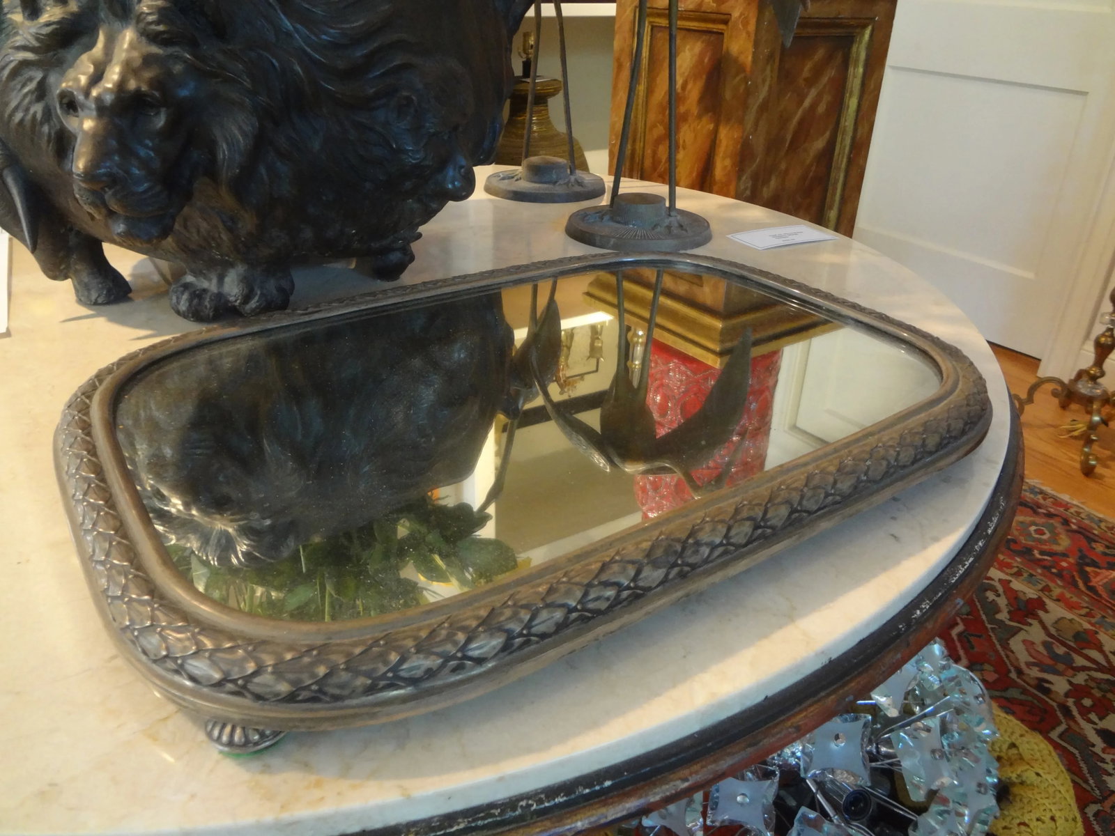 Antique French Silverplate Mirrored Plateau or Tray - 8