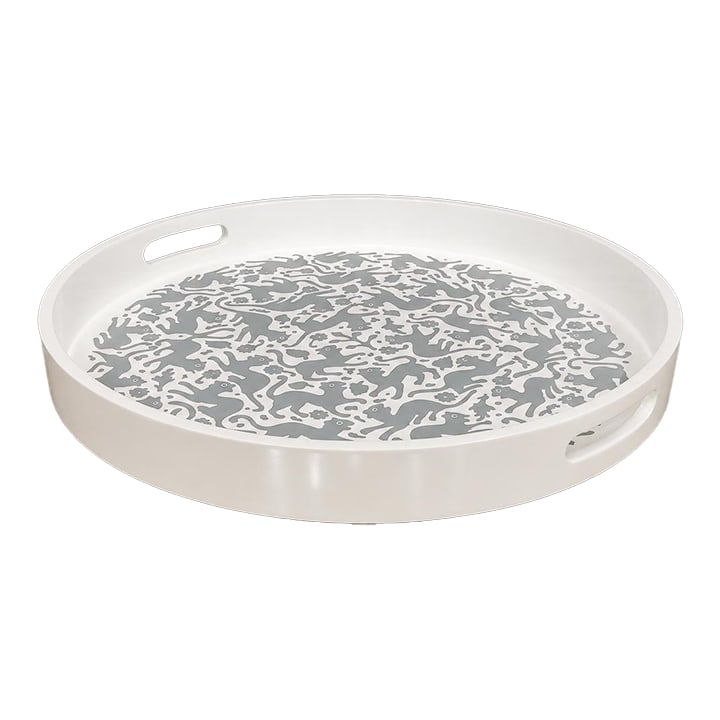 Large "Ocelote" Tray, Wood, Ensamble Artesano, 2024: Executed in the historic maque lacquer tradition of OlinalÃ¡, Guerrero, Mexico, this circular tray reflects a lineage of Mexican decorative arts distinguished by discipline, patience, and