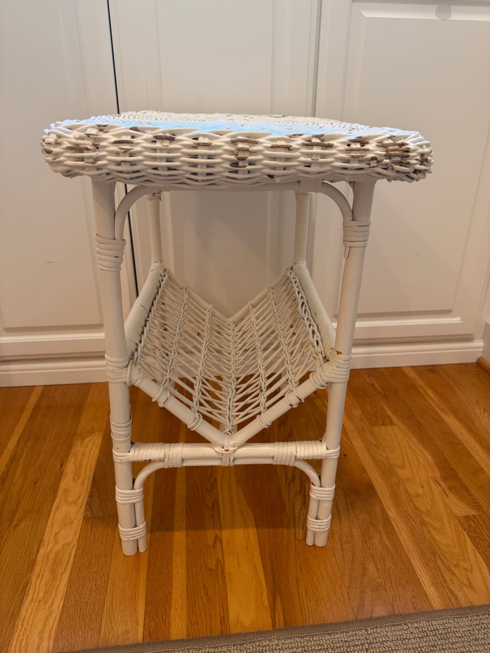 Wicker Side Table With Magazine Rack - 2