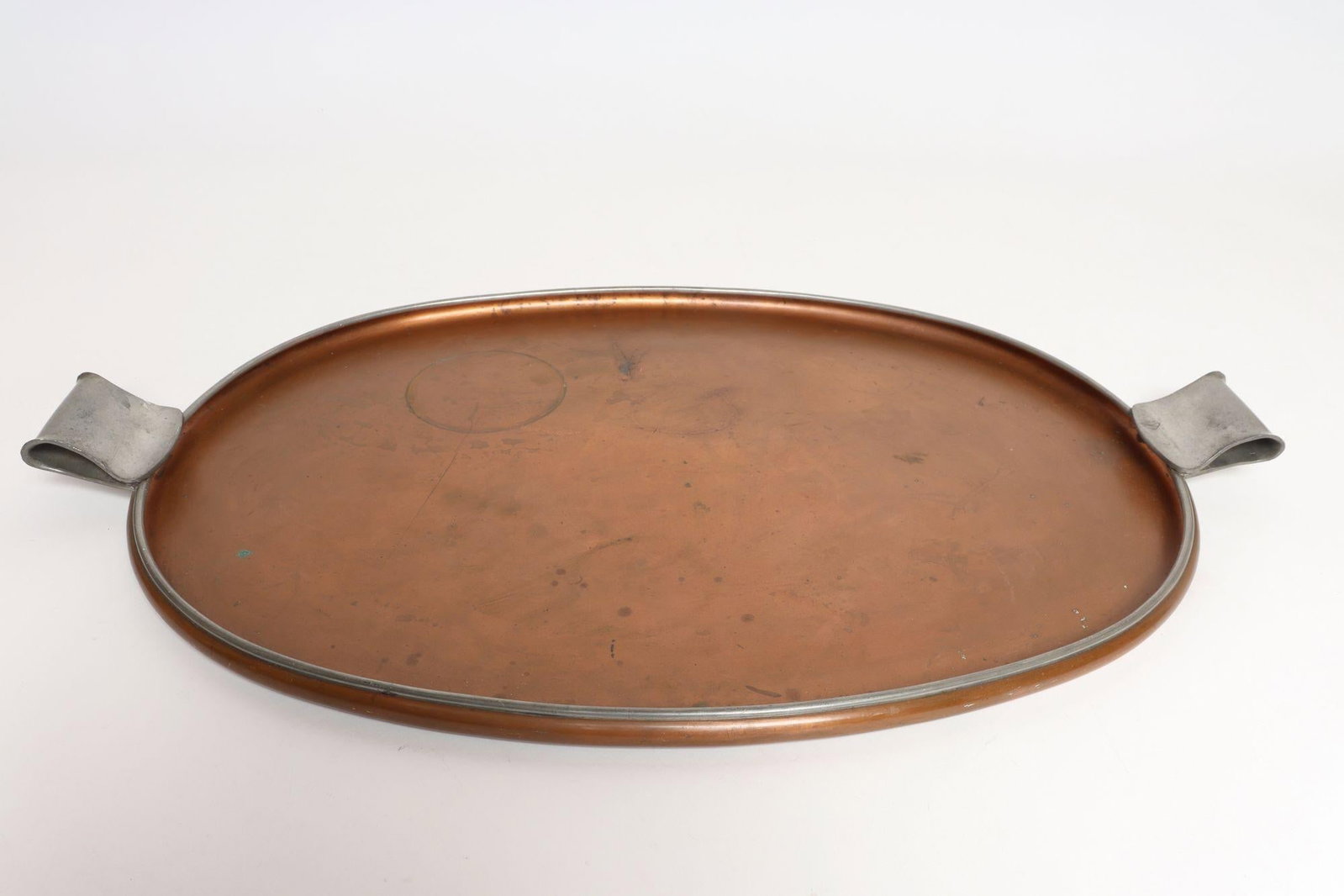Large Mexican Arts and Crafts Copper and Silver-Plate Serving Tray by Tane - 3