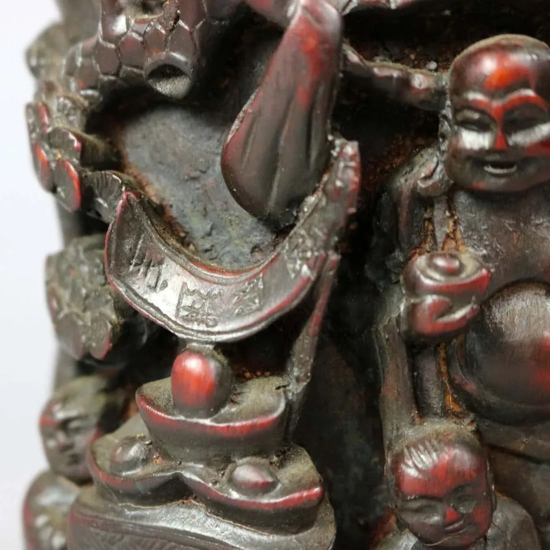 Antique Chinese Carved-In-Relief Resin Genre Scene Libation Cup - 6