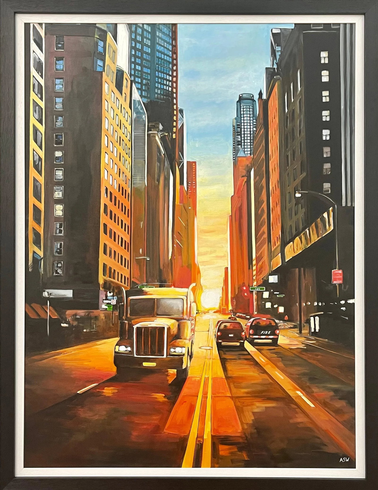 Manhattan Henge Truck New York City Sunset by Contemporary British Urban Landscape Artist - 13