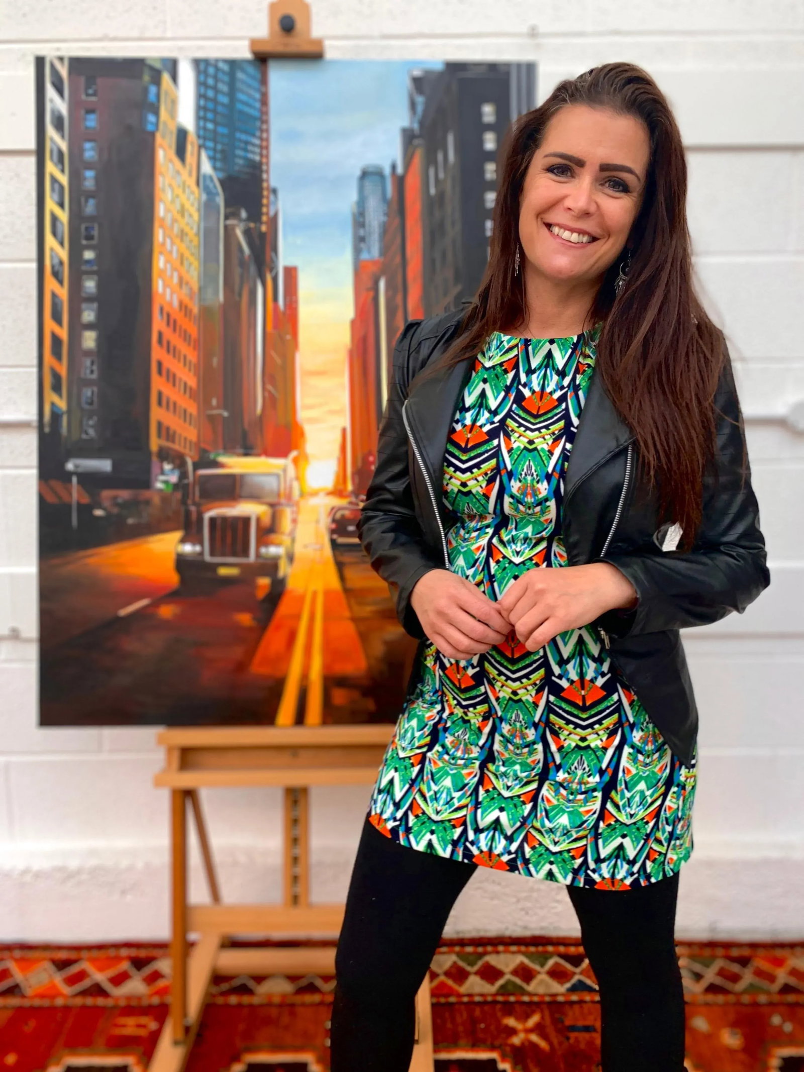 Manhattan Henge Truck New York City Sunset by Contemporary British Urban Landscape Artist - 2
