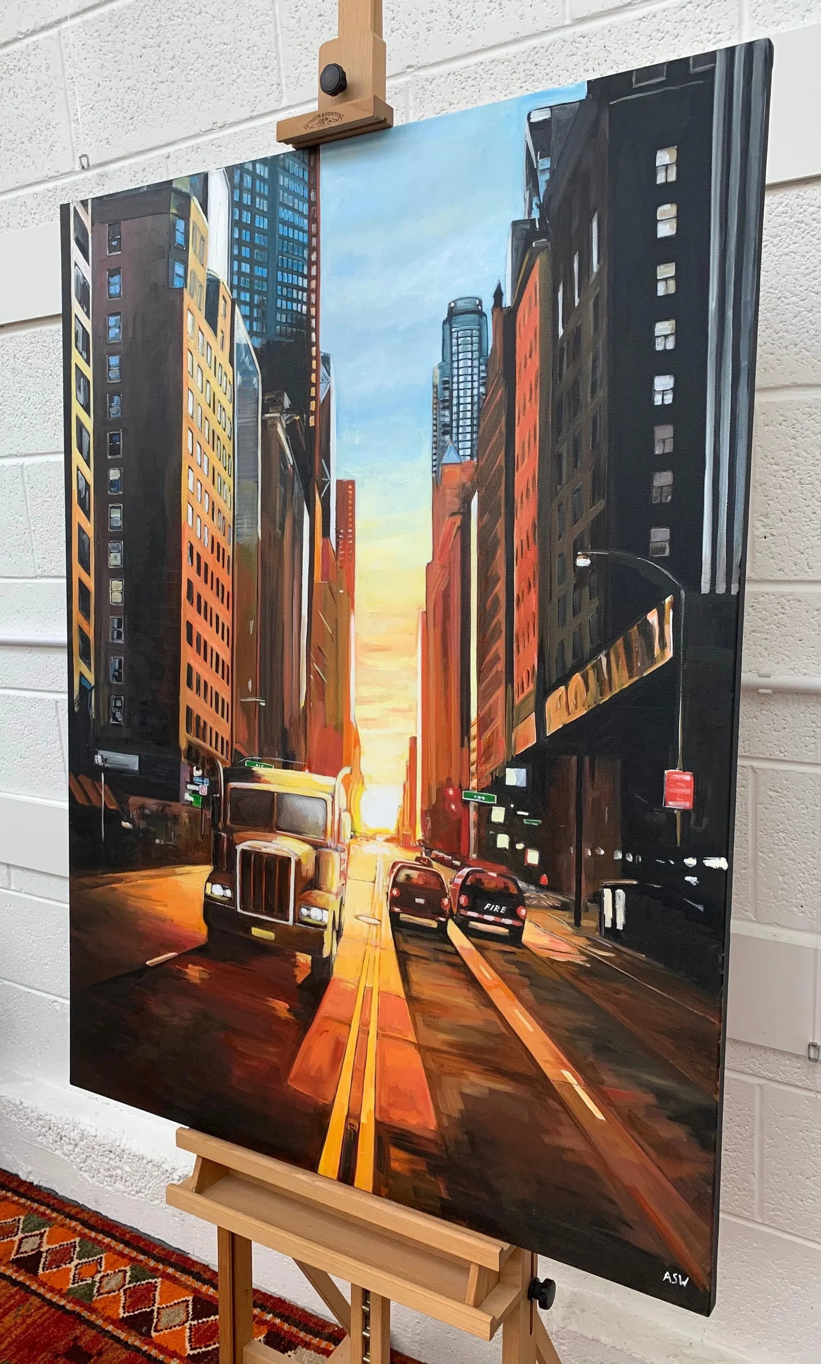 Manhattan Henge Truck New York City Sunset by Contemporary British Urban Landscape Artist - 8