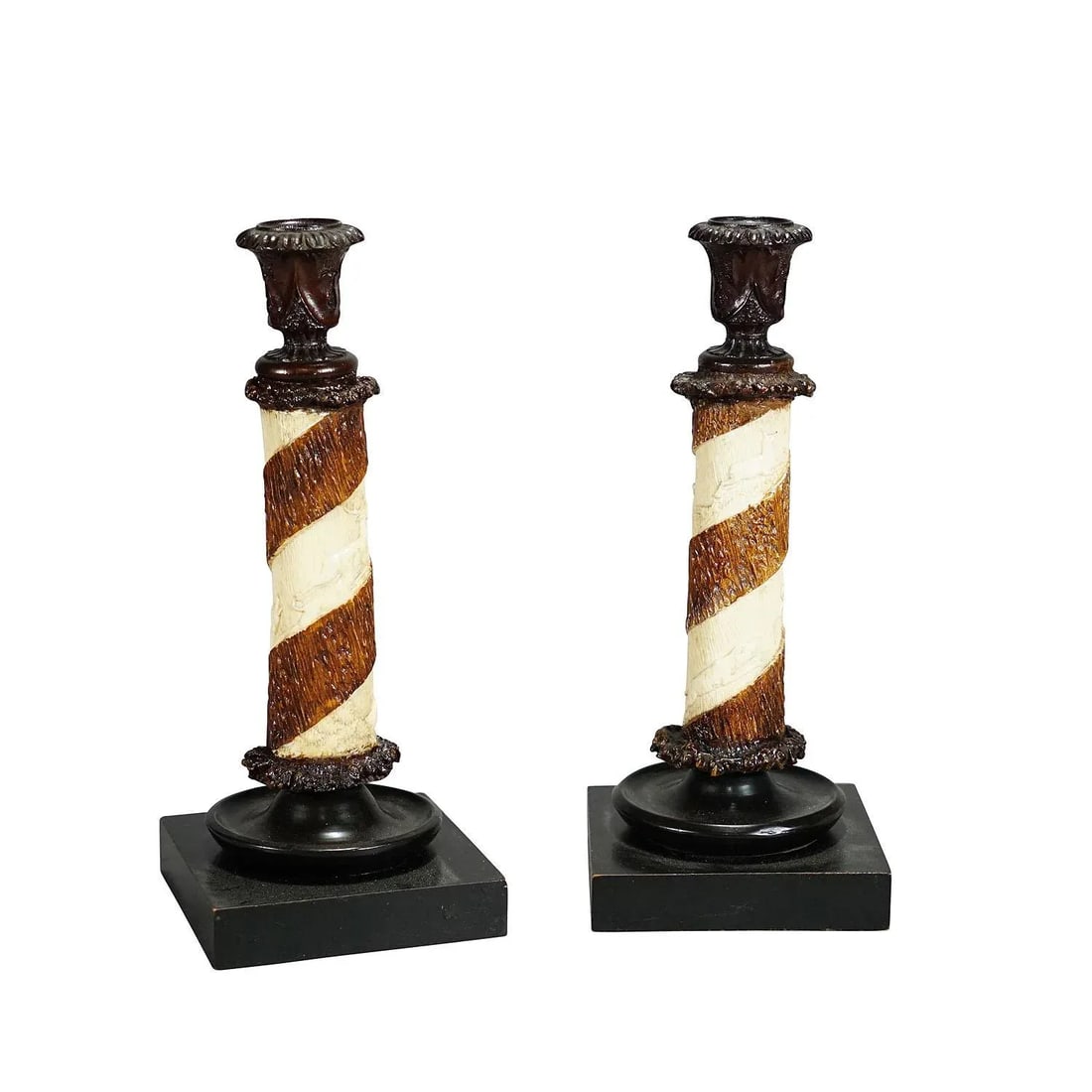 Pair of Victorian Antler Candle Holders With Fine Carvings, Germany Ca. 1880 - 12