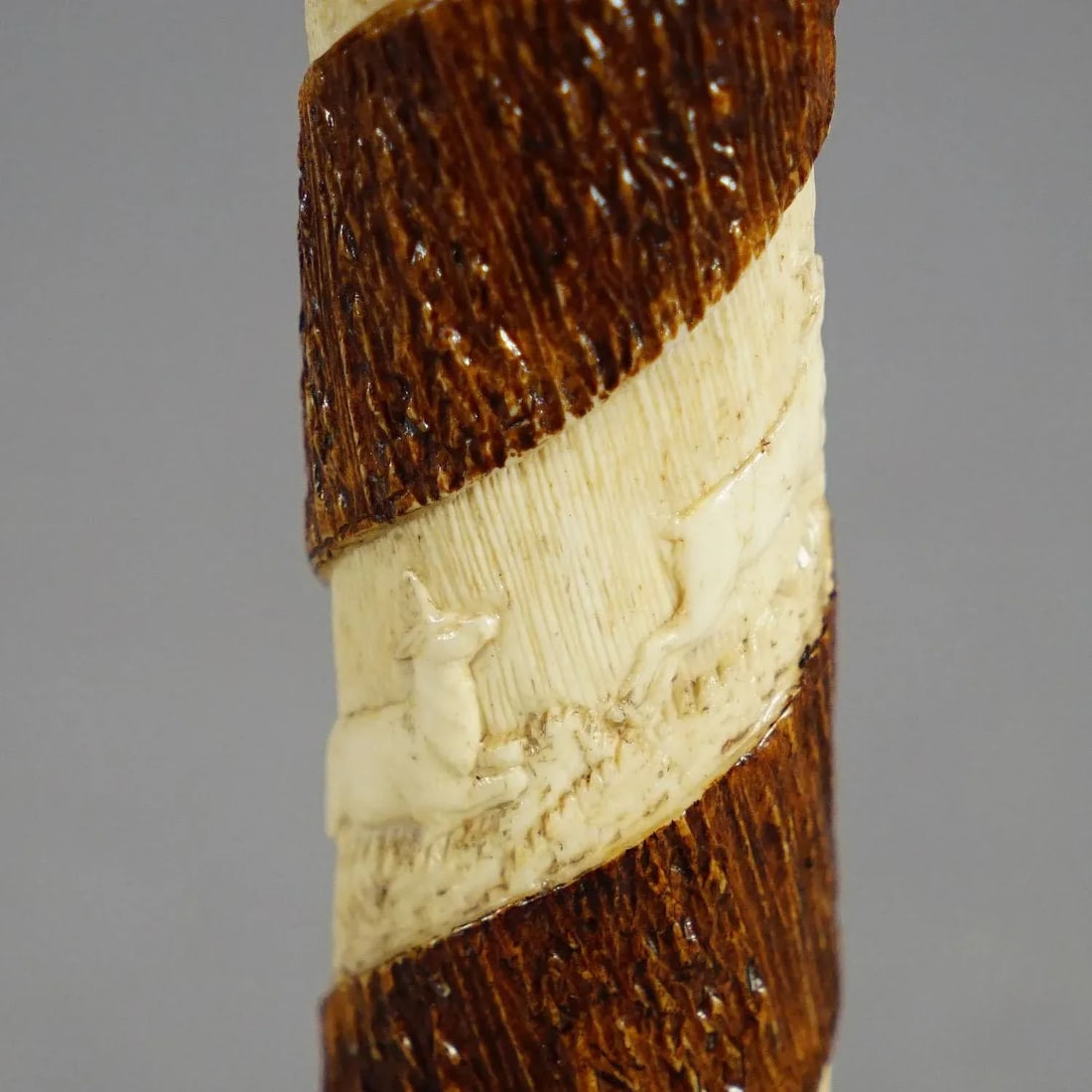 Pair of Victorian Antler Candle Holders With Fine Carvings, Germany Ca. 1880 - 2