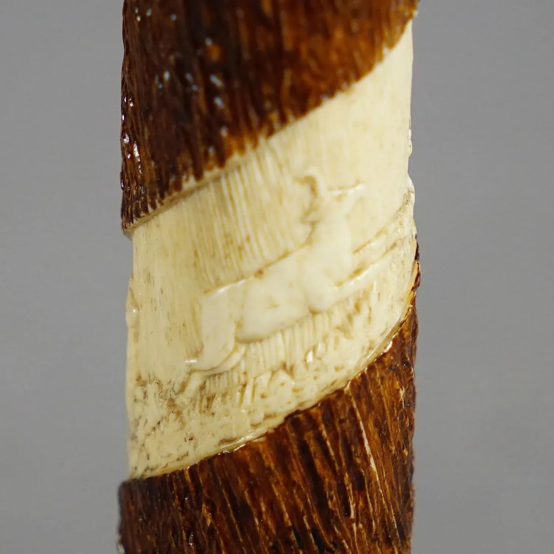 Pair of Victorian Antler Candle Holders With Fine Carvings, Germany Ca. 1880 - 5