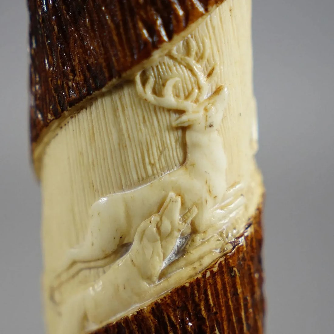 Pair of Victorian Antler Candle Holders With Fine Carvings, Germany Ca. 1880 - 6