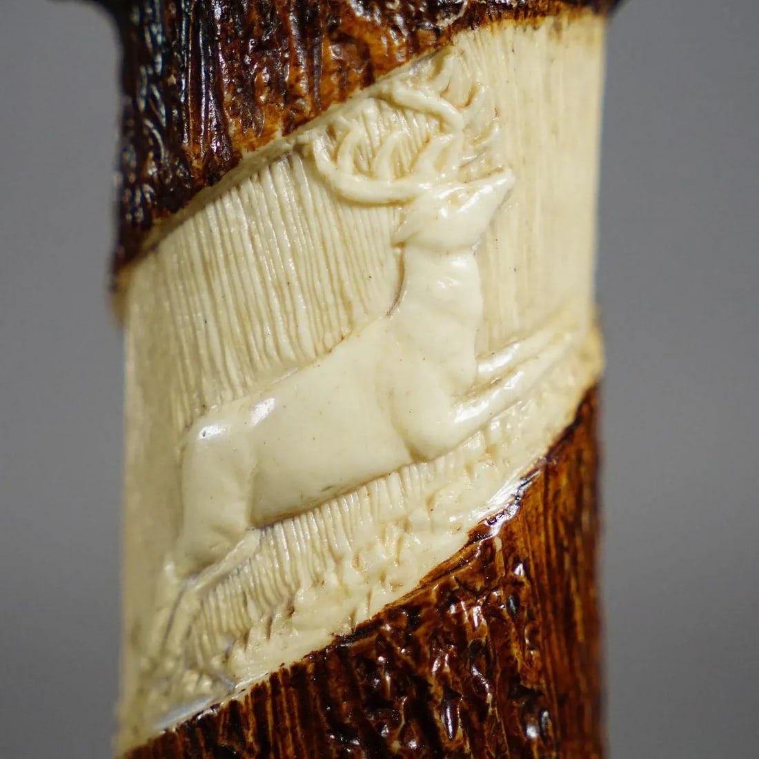 Pair of Victorian Antler Candle Holders With Fine Carvings, Germany Ca. 1880 - 8