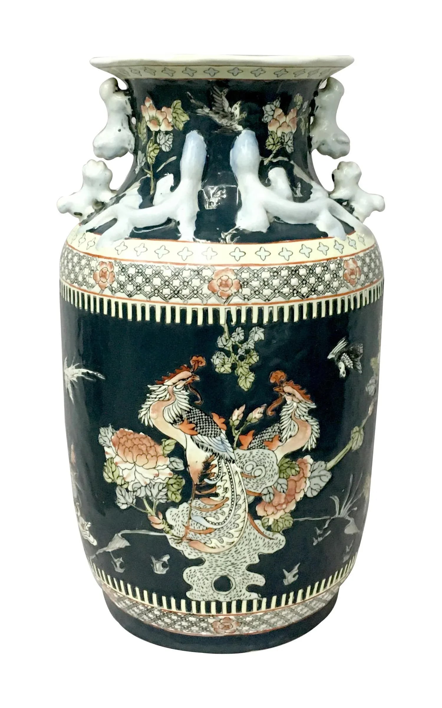 Pair of Chinese Vintage Peacock Black Porcelain Vases - 2