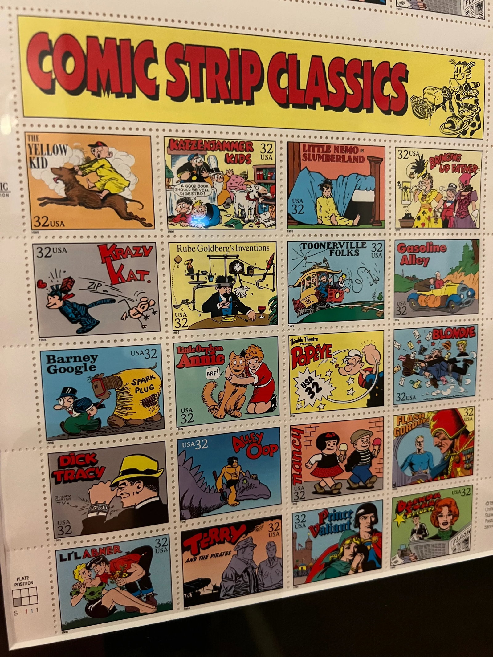 1995 Framed Comic Strip Classics Stamps 6 Mint Sheets - 8