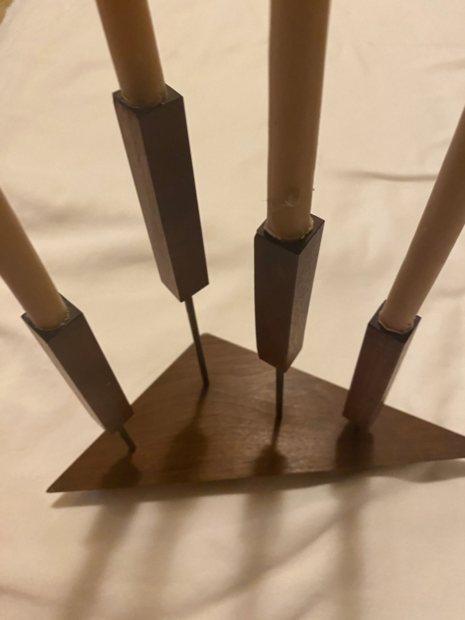 Pair of Swedish Teak Candle Holders - 12