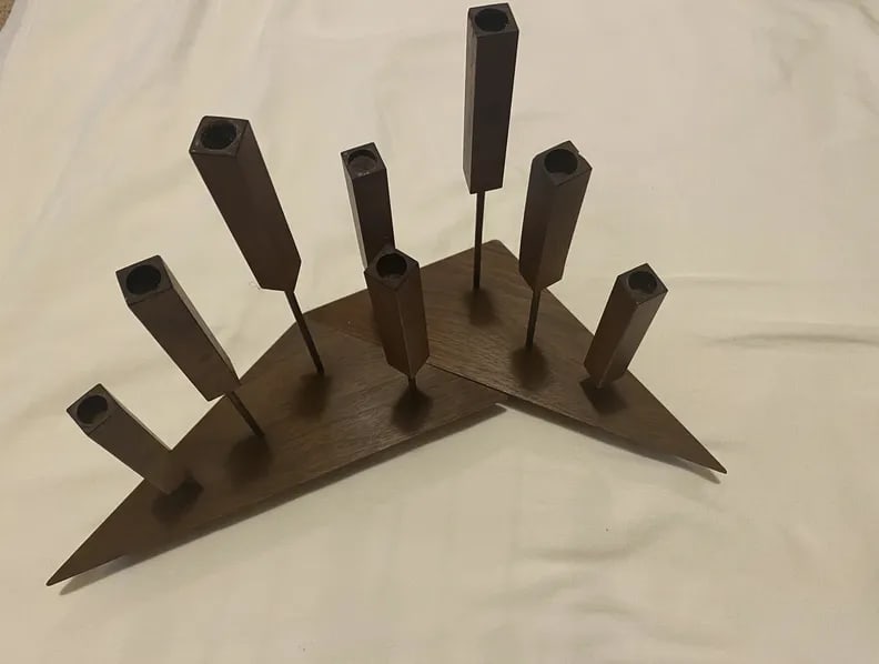 Pair of Swedish Teak Candle Holders - 13