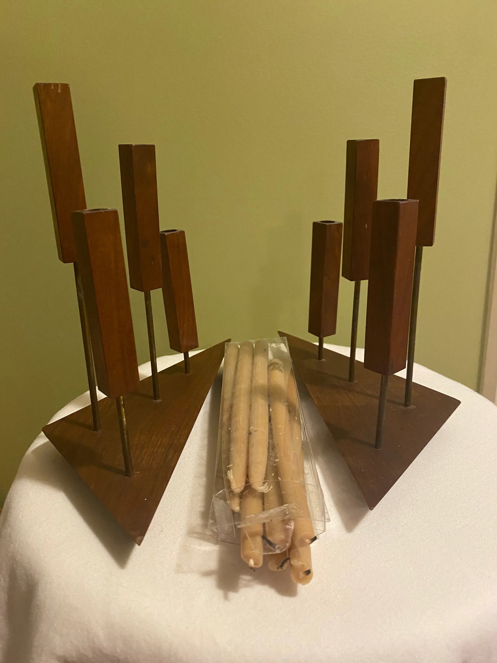 Pair of Swedish Teak Candle Holders - 2