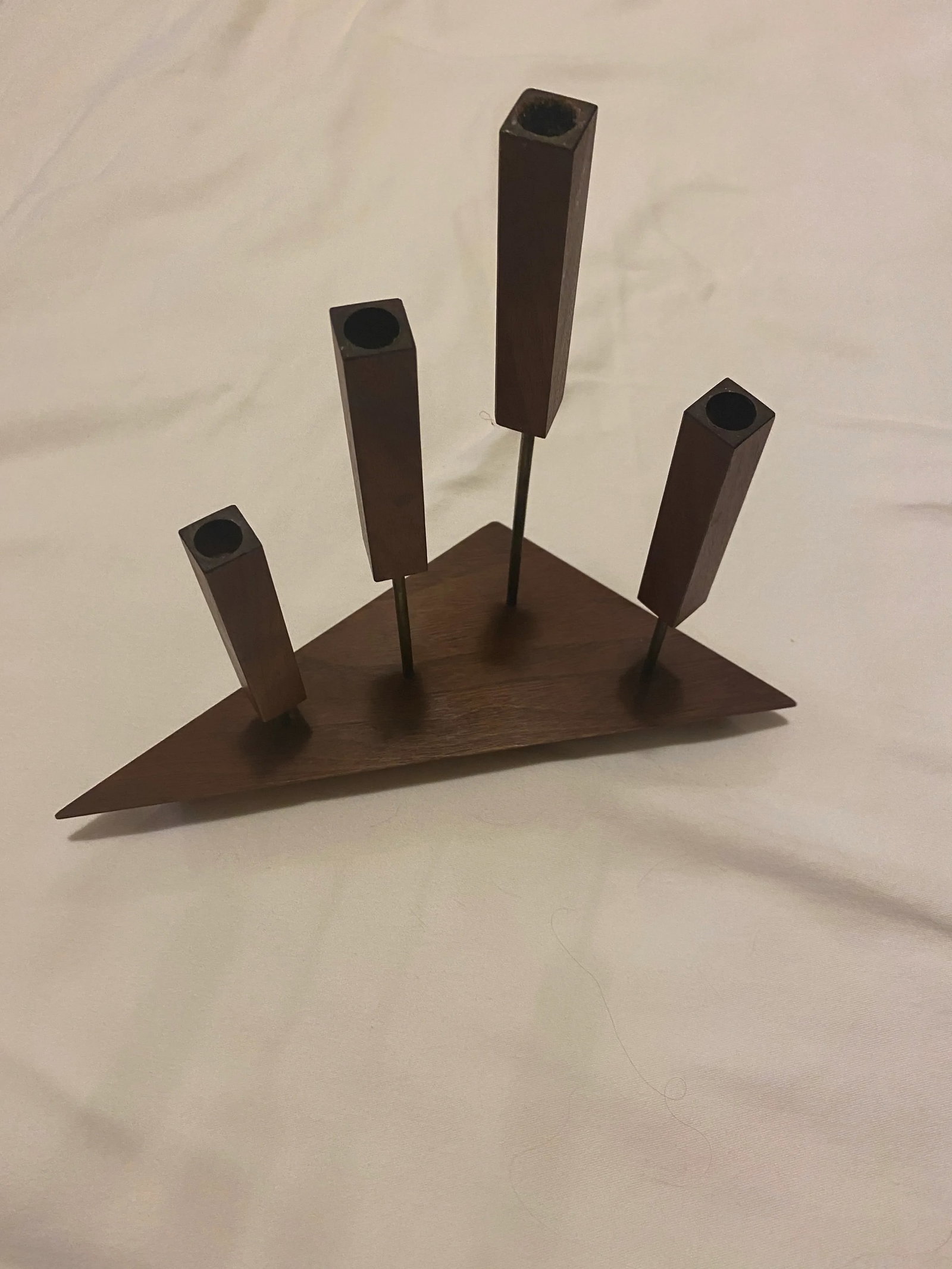 Pair of Swedish Teak Candle Holders - 3