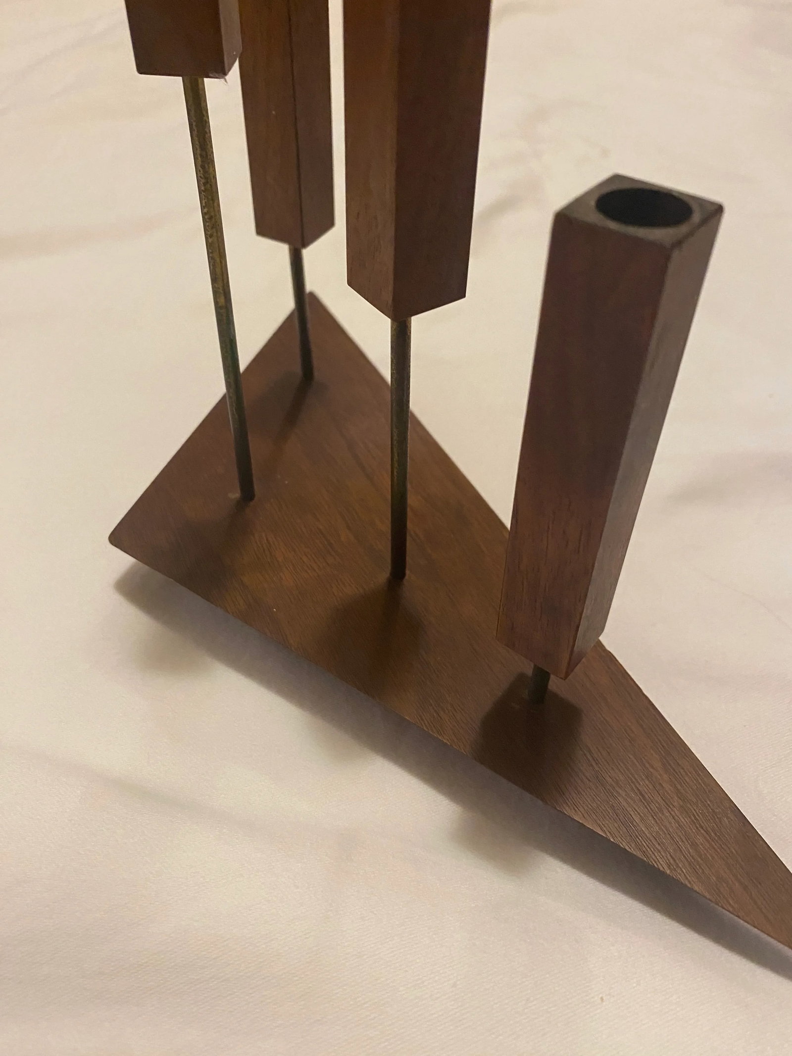 Pair of Swedish Teak Candle Holders - 5
