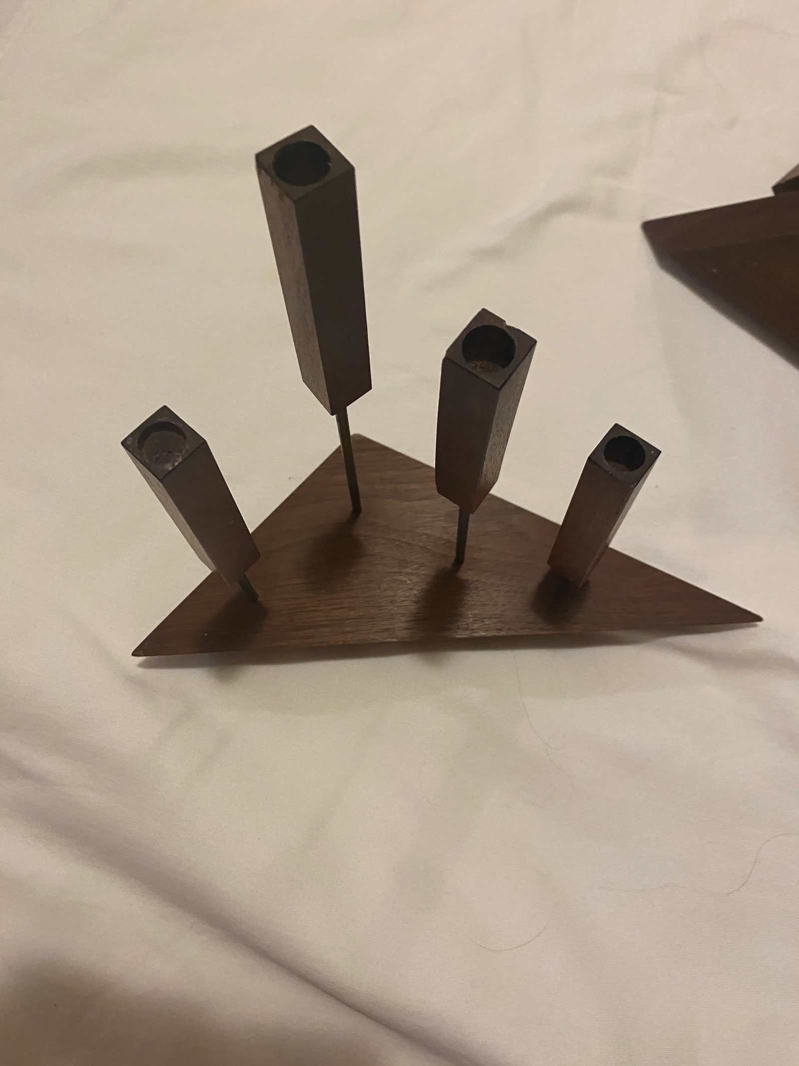 Pair of Swedish Teak Candle Holders - 7