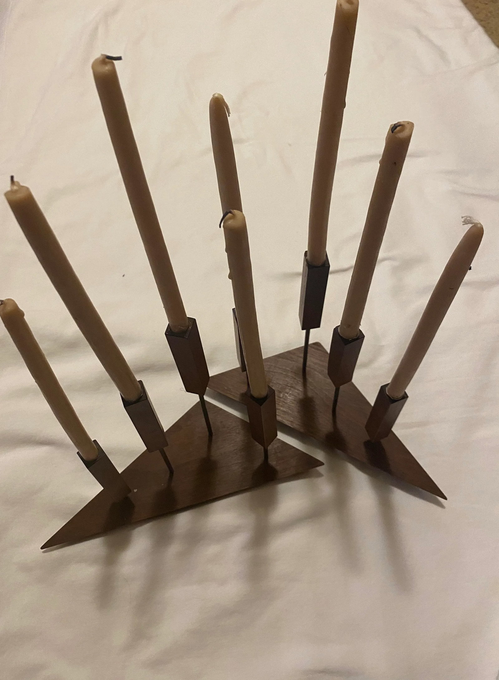 Pair of Swedish Teak Candle Holders - 9
