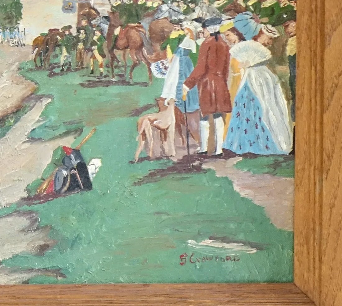 Early 20th Century The Brigade Downtown Original Oil on Canvas Signed, Framed - 2