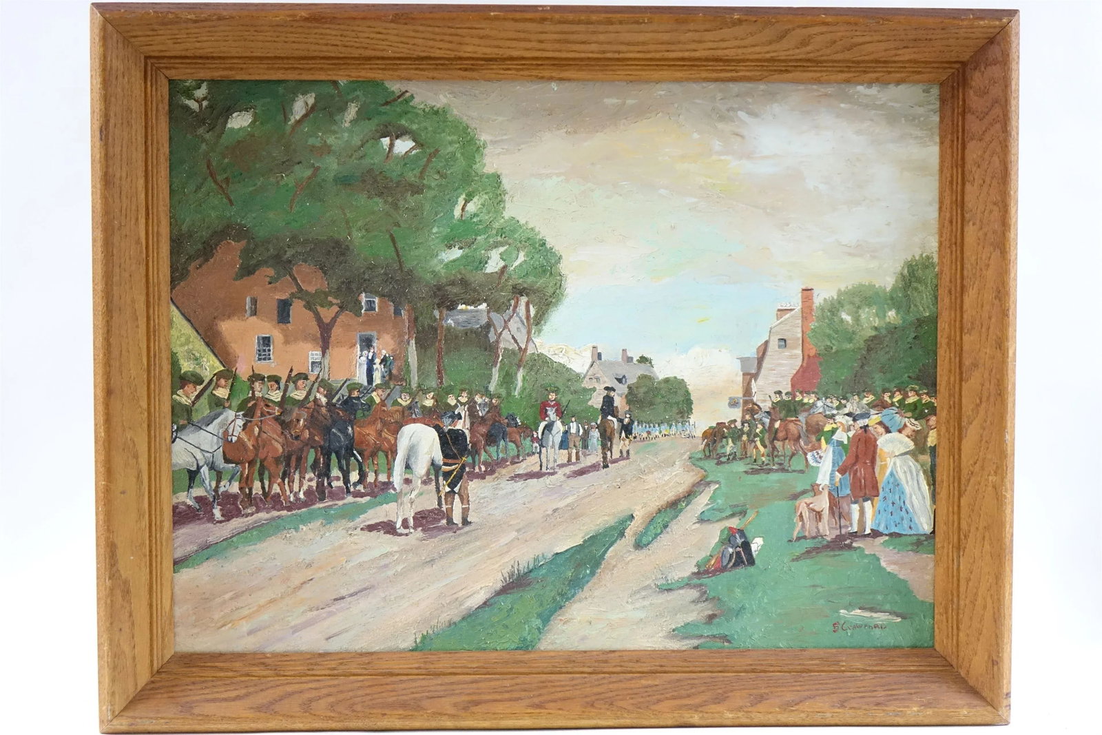 Early 20th Century The Brigade Downtown Original Oil on Canvas Signed, Framed - 3