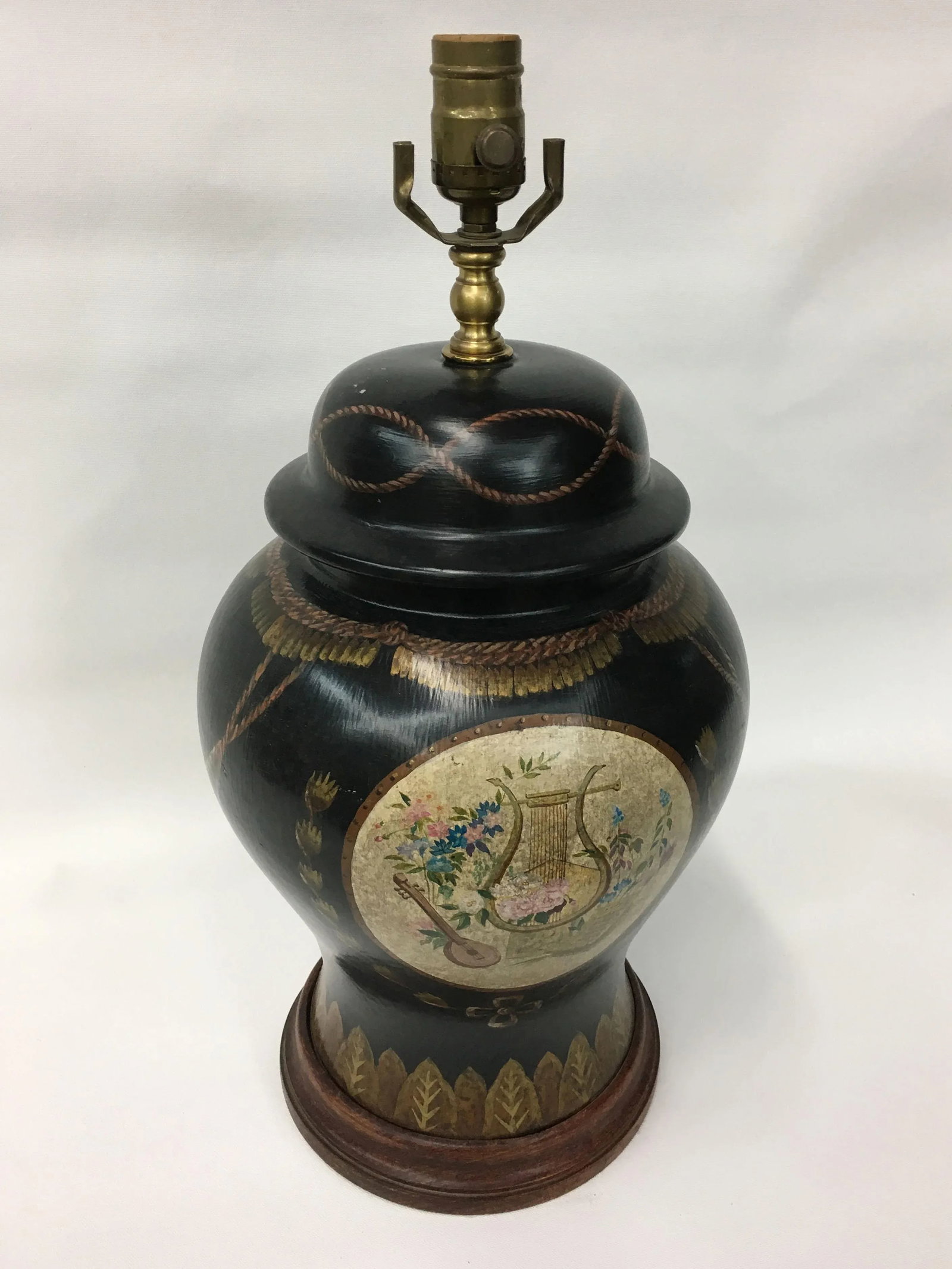 Late 20th Century Black Porcelain Temple Jar Lamp - 2