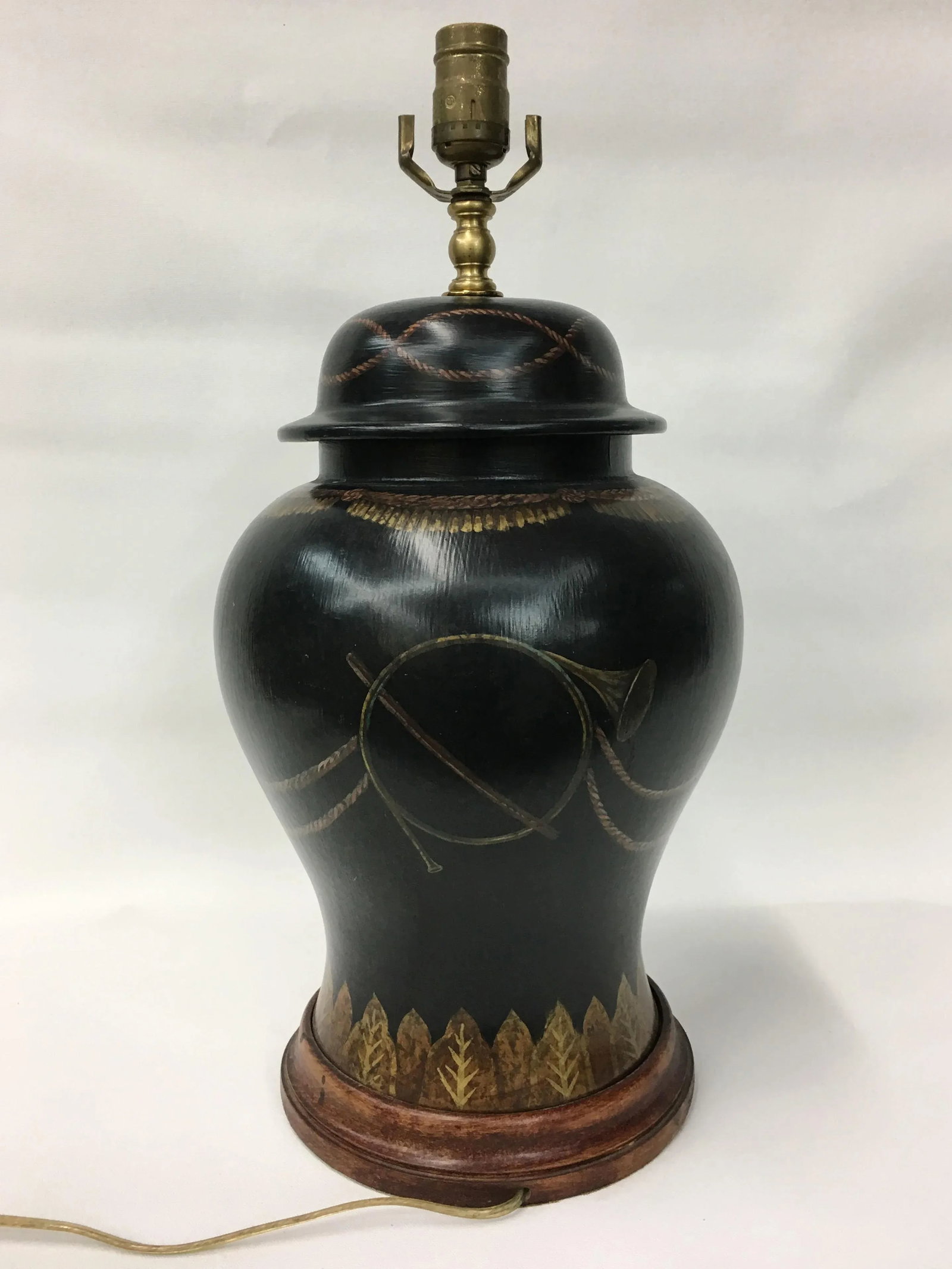 Late 20th Century Black Porcelain Temple Jar Lamp - 3