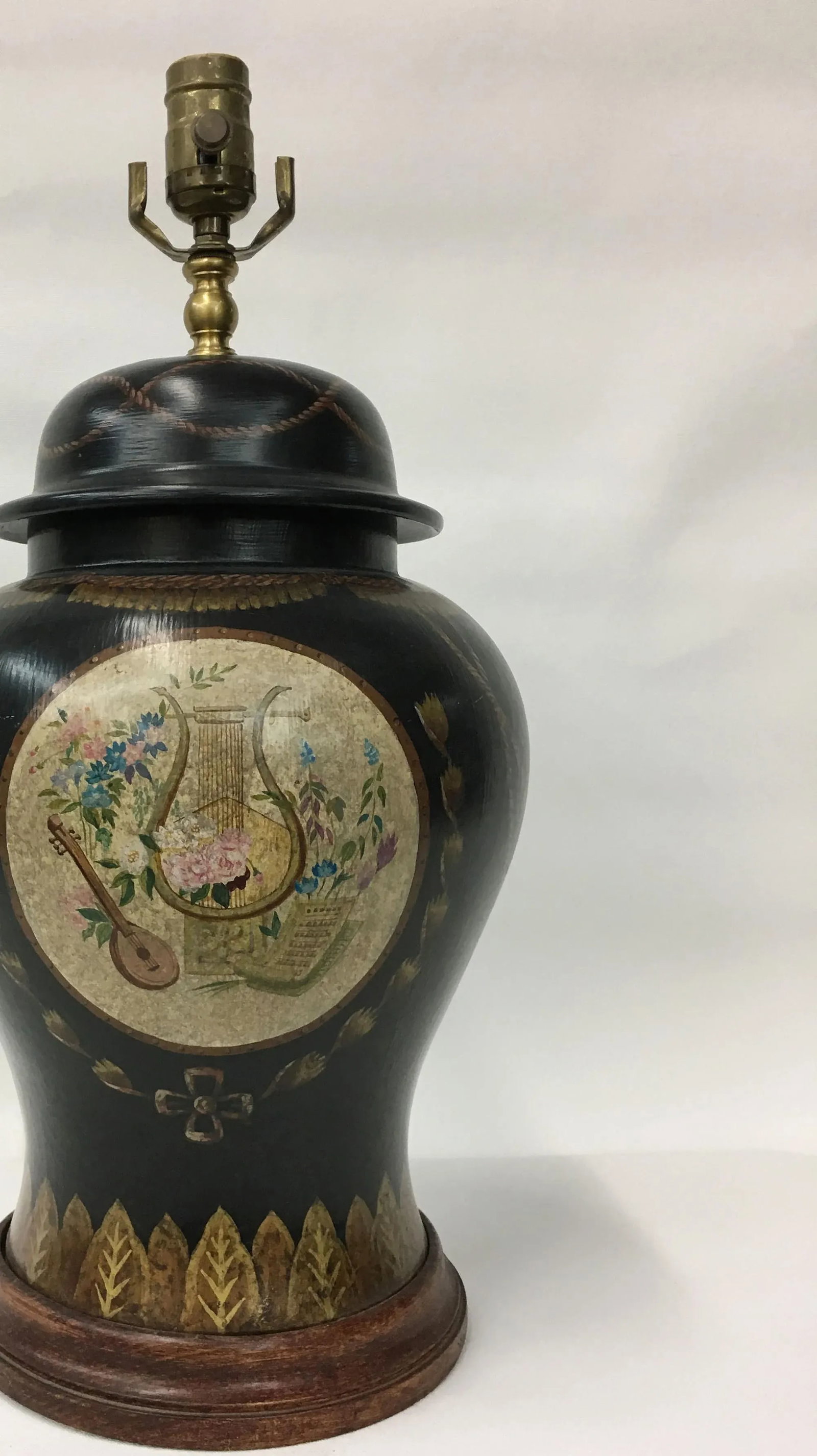 Late 20th Century Black Porcelain Temple Jar Lamp - 5