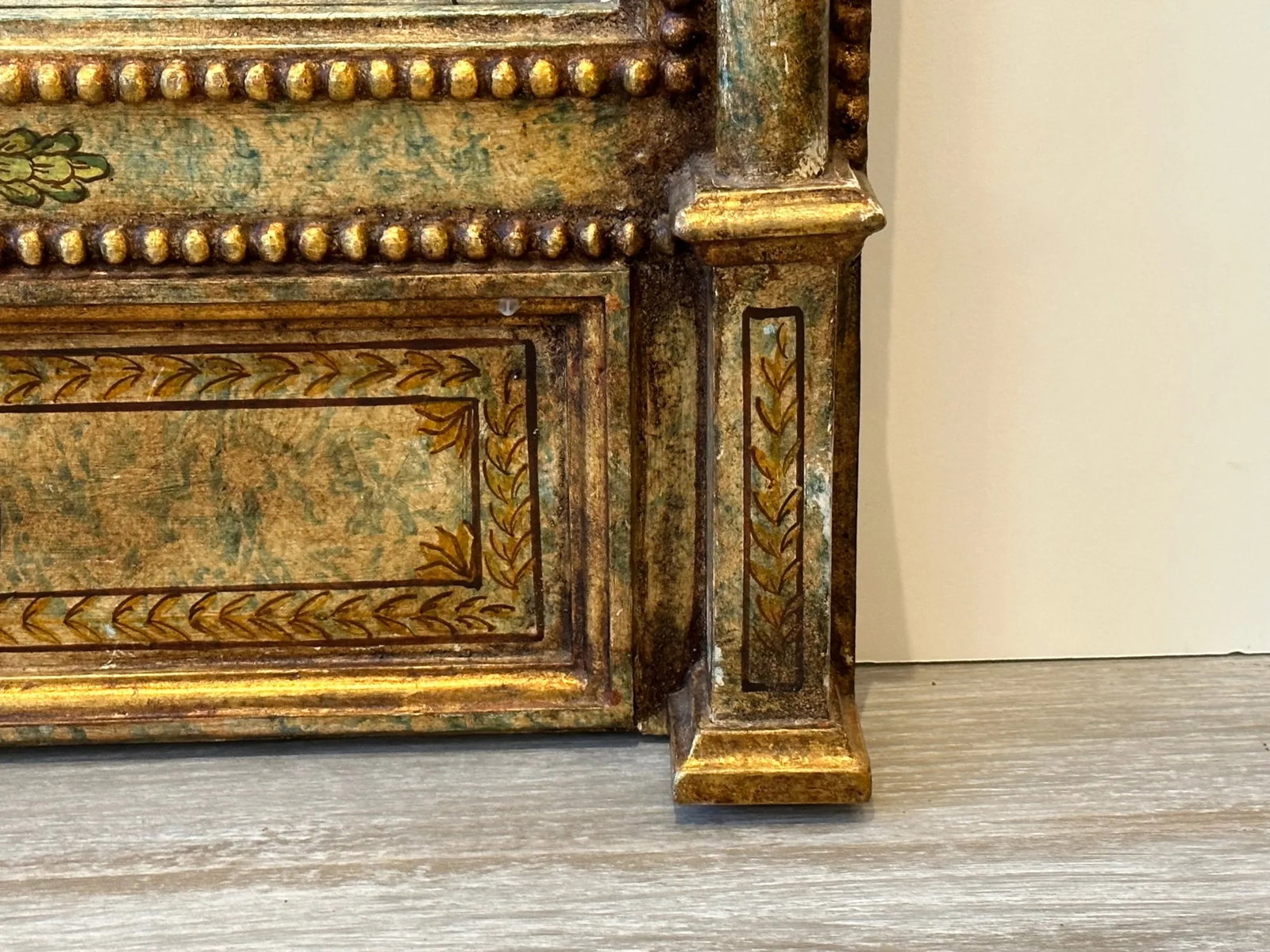 Italian Neoclassical Style Hand Painted Mirror With Aged Glass - 10