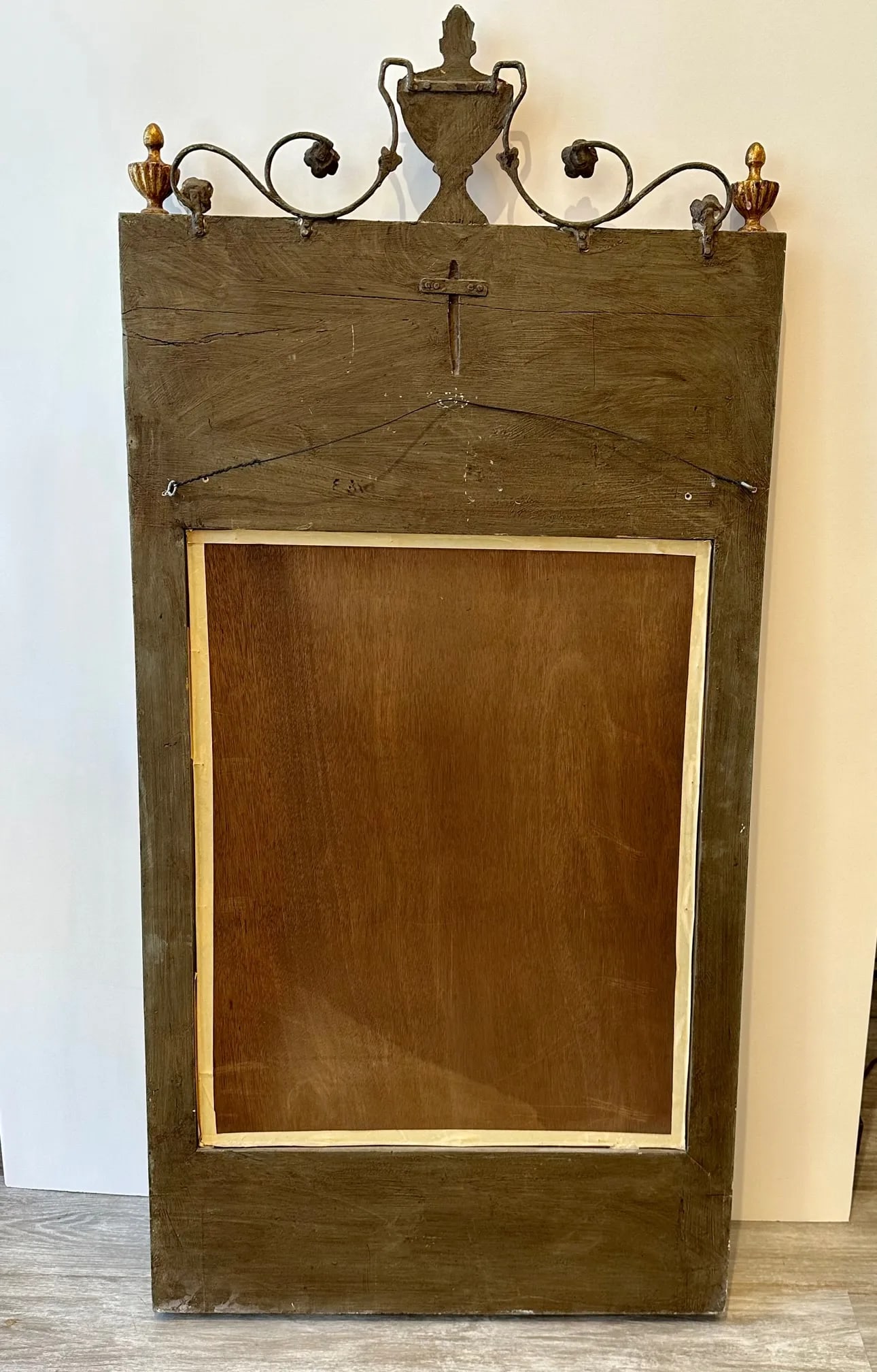 Italian Neoclassical Style Hand Painted Mirror With Aged Glass - 12
