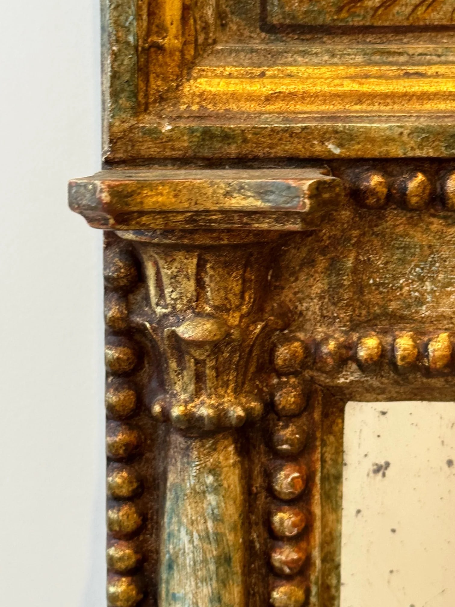 Italian Neoclassical Style Hand Painted Mirror With Aged Glass - 5