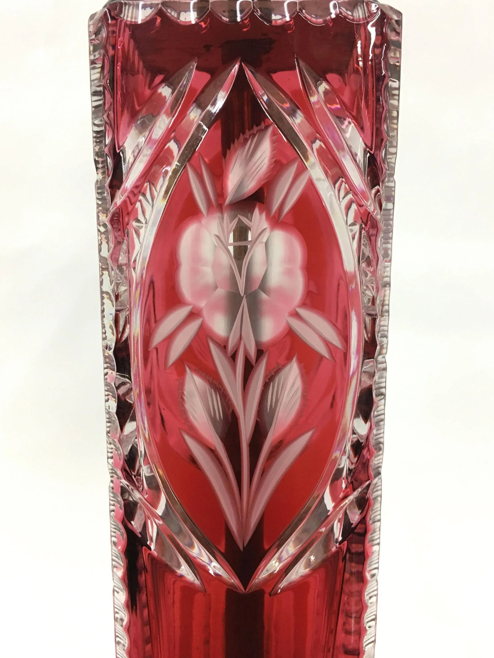 1980s Red Crystal Square Table Lamp - 2