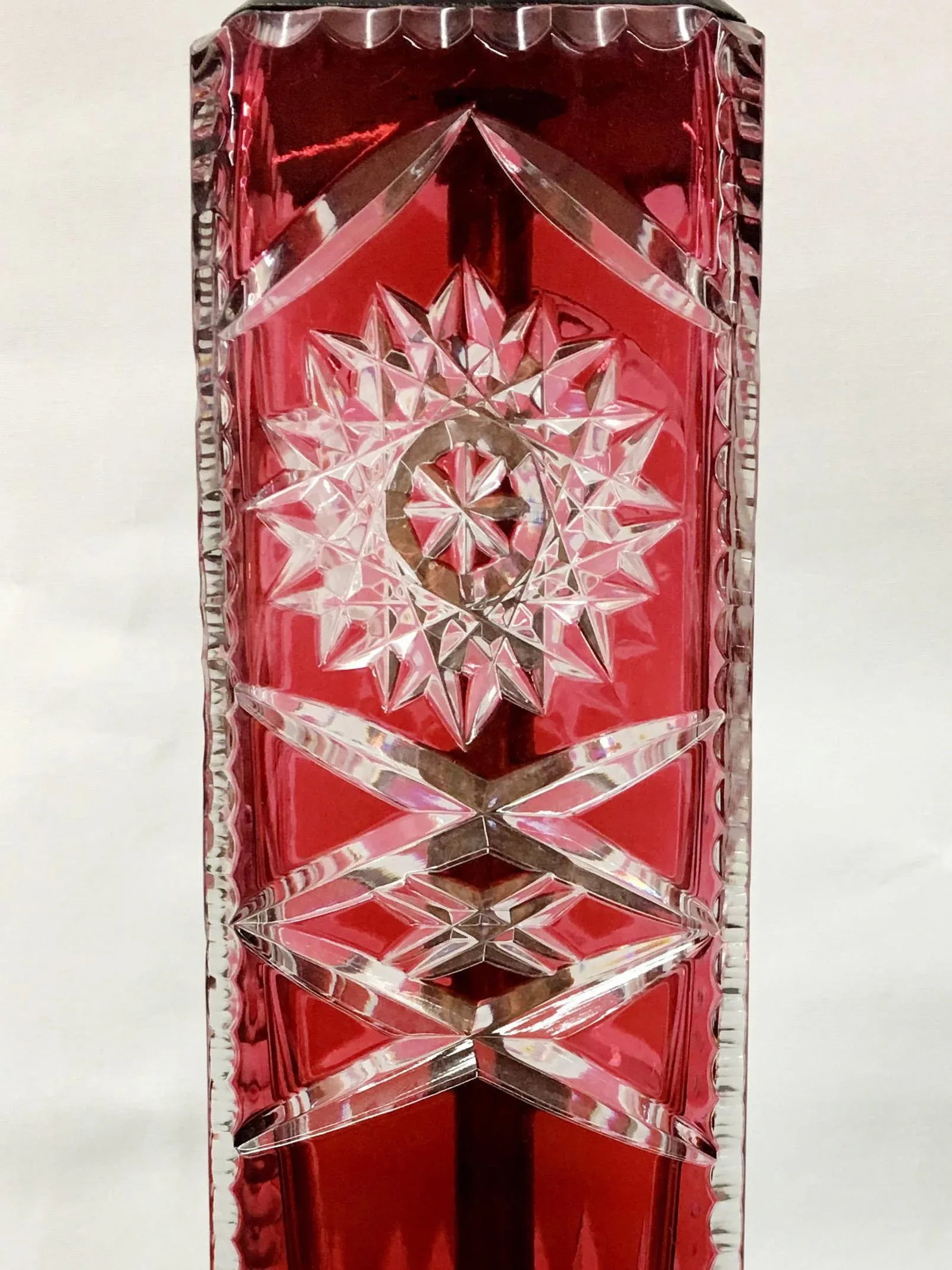 1980s Red Crystal Square Table Lamp - 3