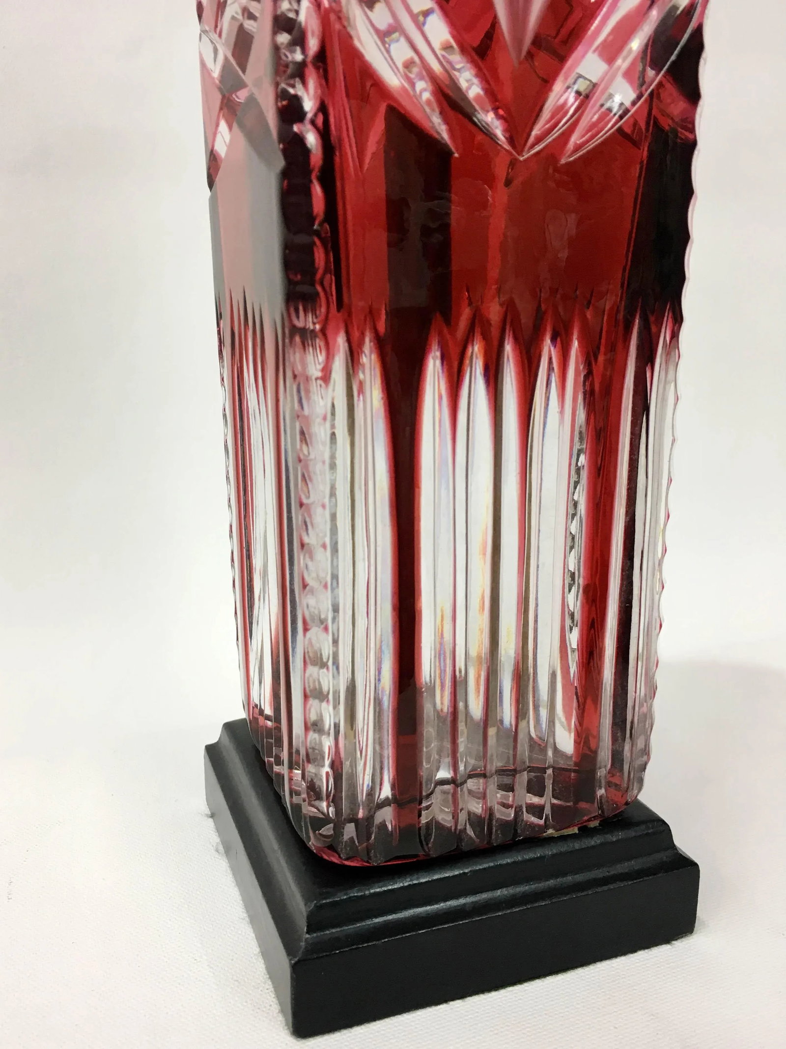 1980s Red Crystal Square Table Lamp - 4