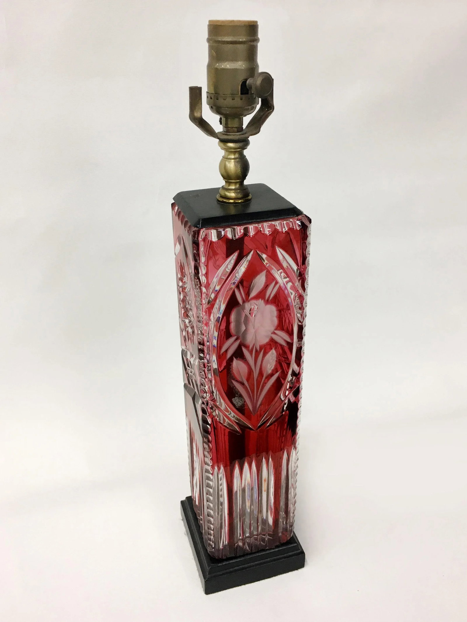 1980s Red Crystal Square Table Lamp - 5