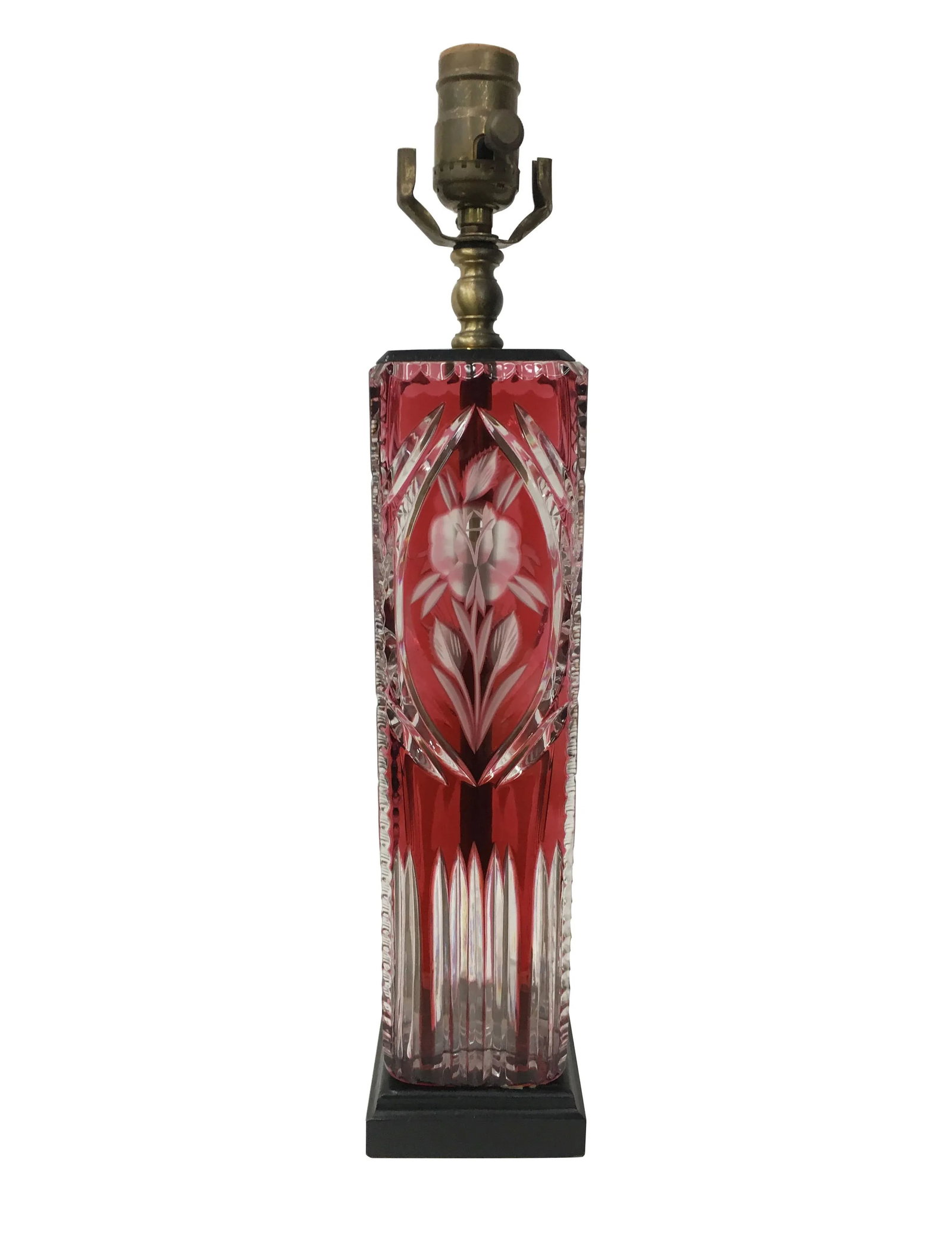 1980s Red Crystal Square Table Lamp - 6