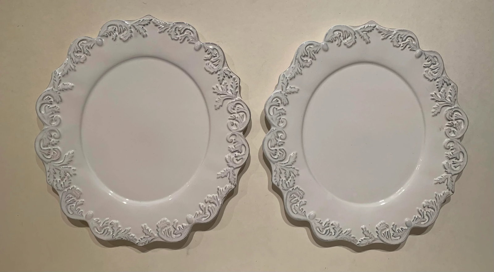 Vintage Scalloped Serving Plates, Set of 2 - 10