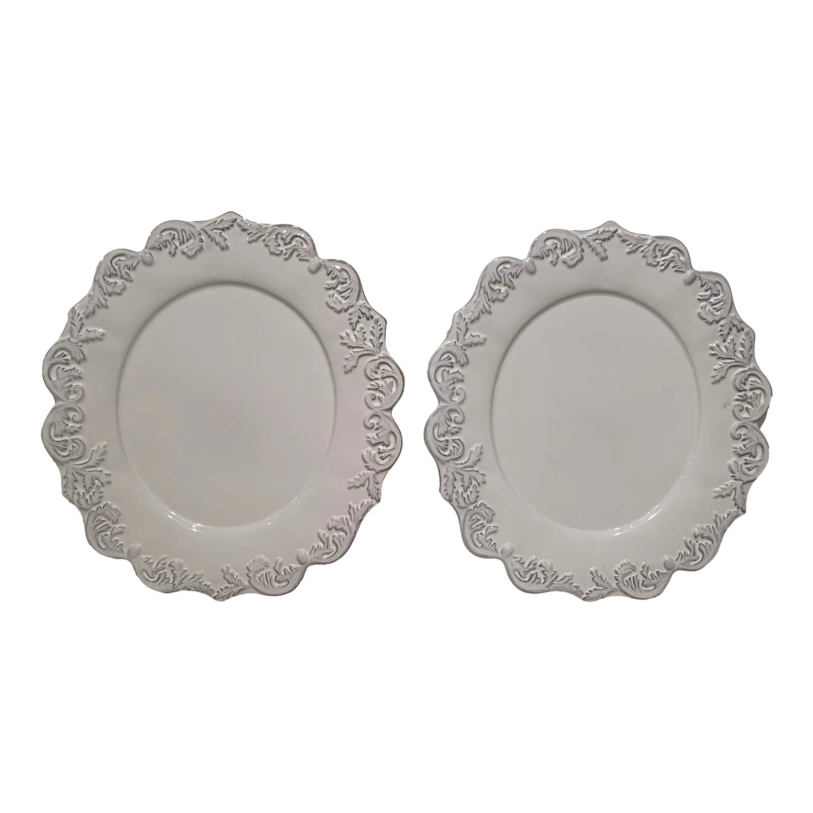 Vintage Scalloped Serving Plates, Set of 2: Vintage Scalloped Serving Plates, Set of 2 Condition: Alterations: Original Condition Unaltered Imperfections: Some Imperfections Condition Notes: Like new Origin: United States Materials &