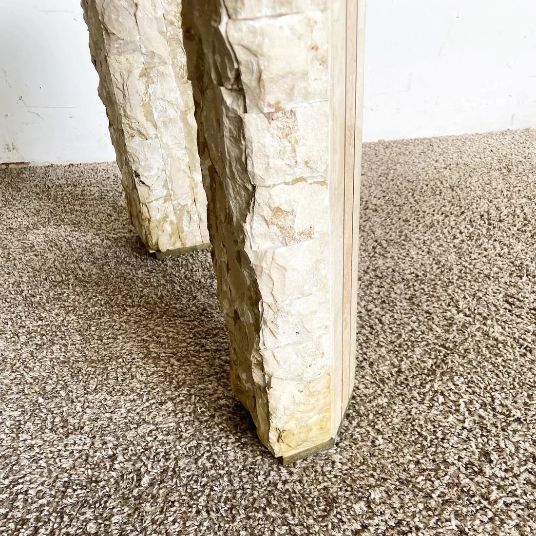 Postmodern Beige and Pink Tessellated Stone Side Table - 6